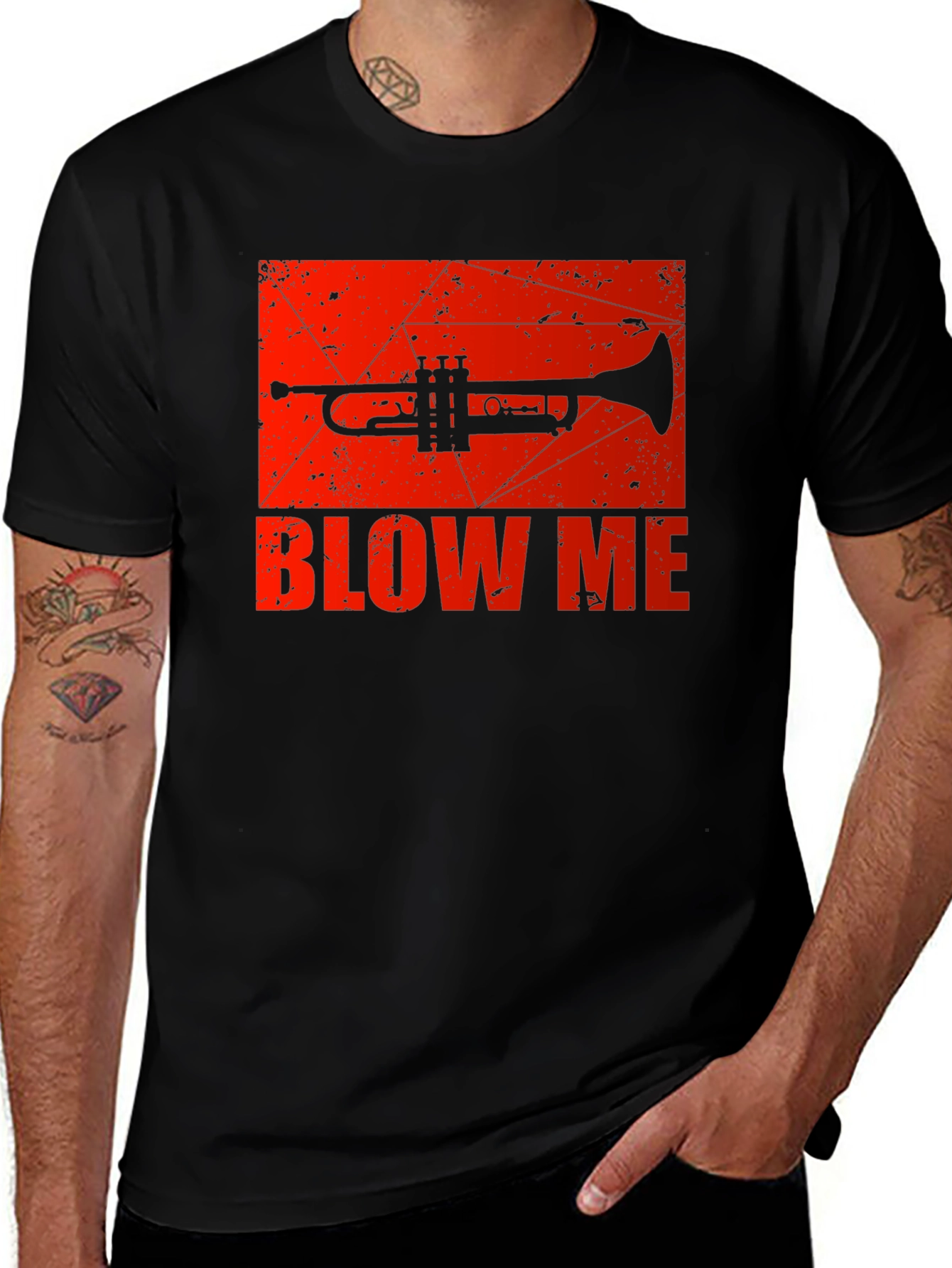 Variant 28 of Blow Me Trumpet Graphic Tee - Black Cotton T-Shirt