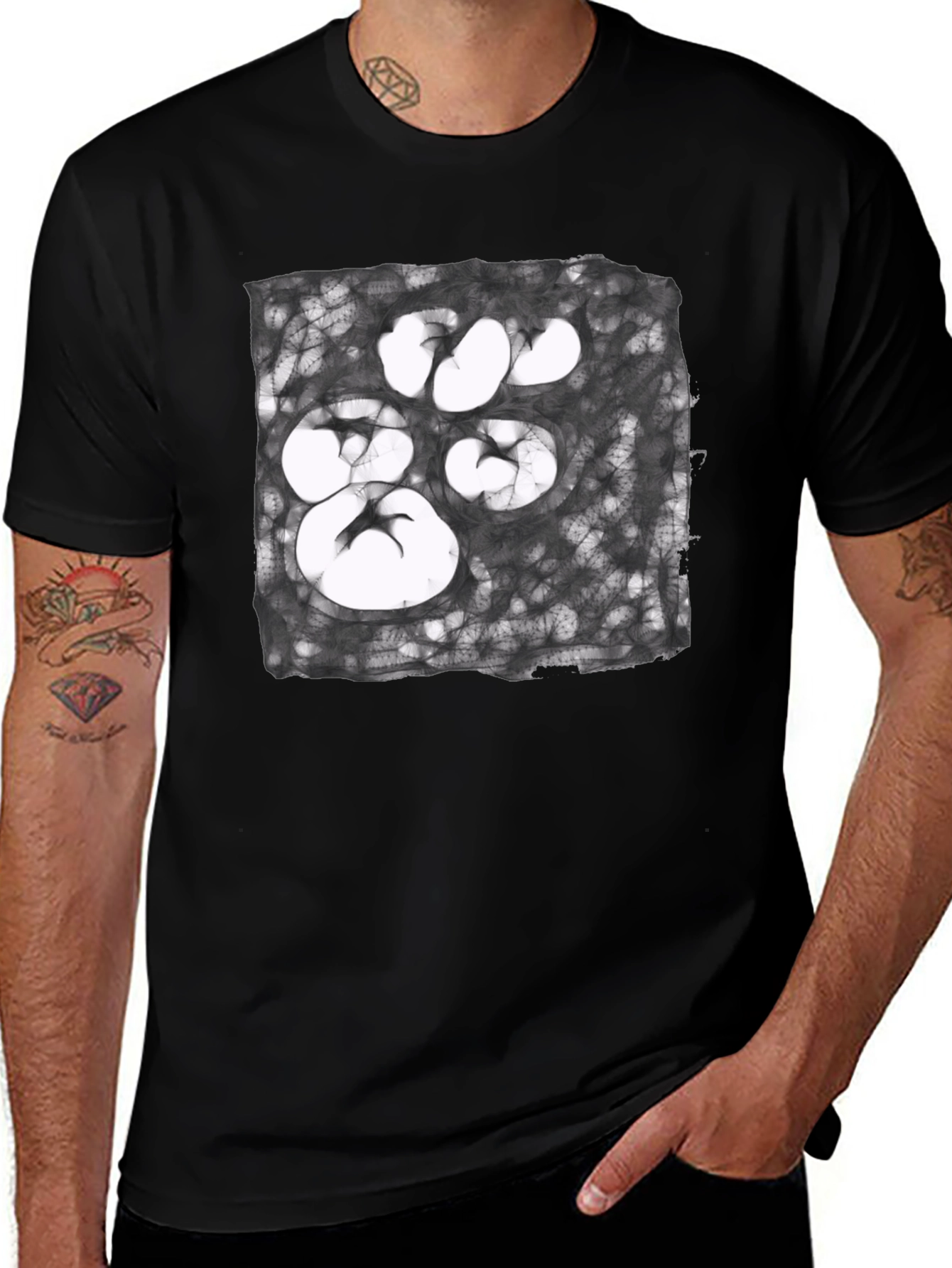 Variant 10 of Abstract Paw Print Graphic Tee - Unisex Black T-Shirt