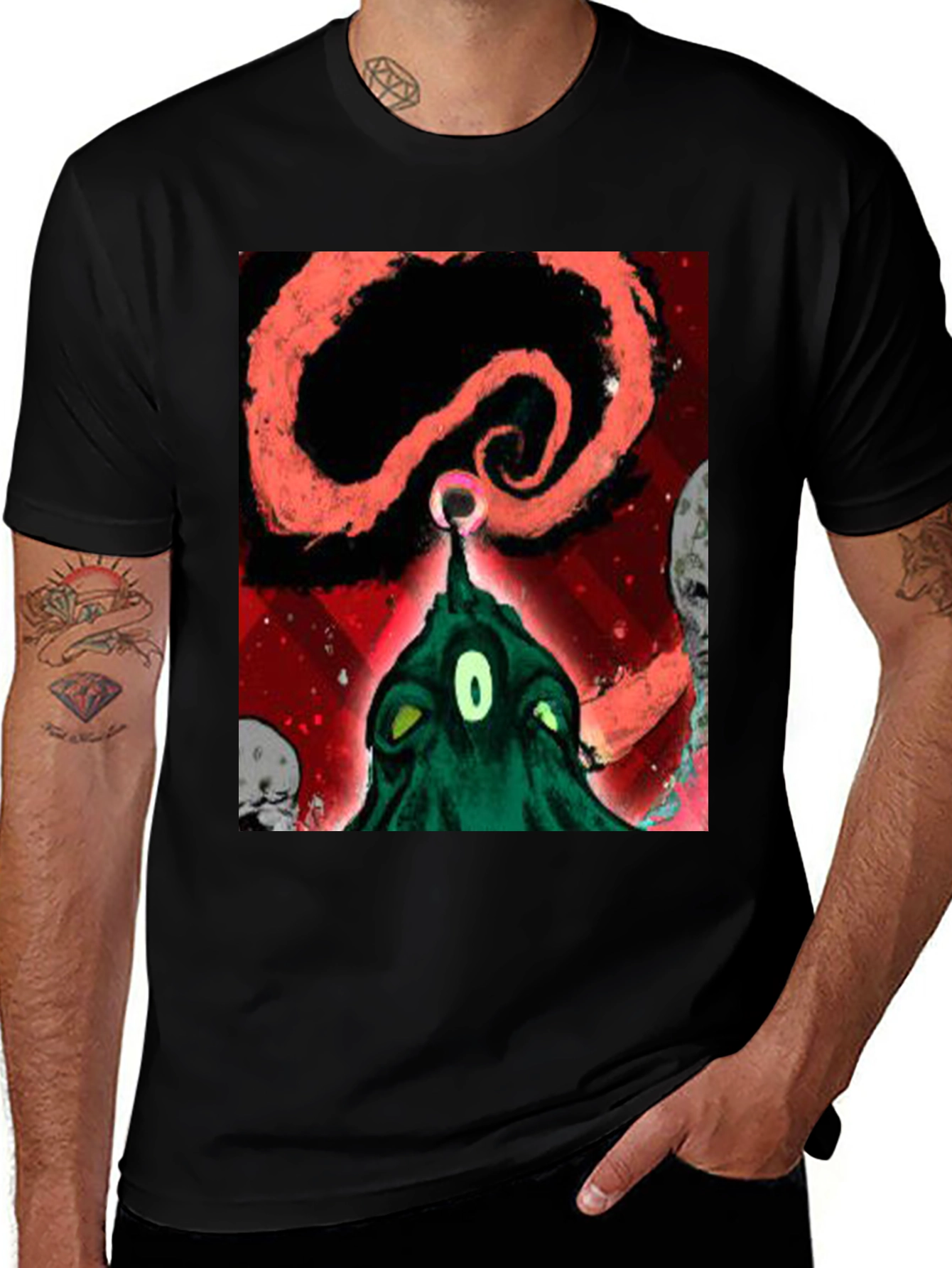 Variant 23 of Surreal Alien Graphic Black T-Shirt
