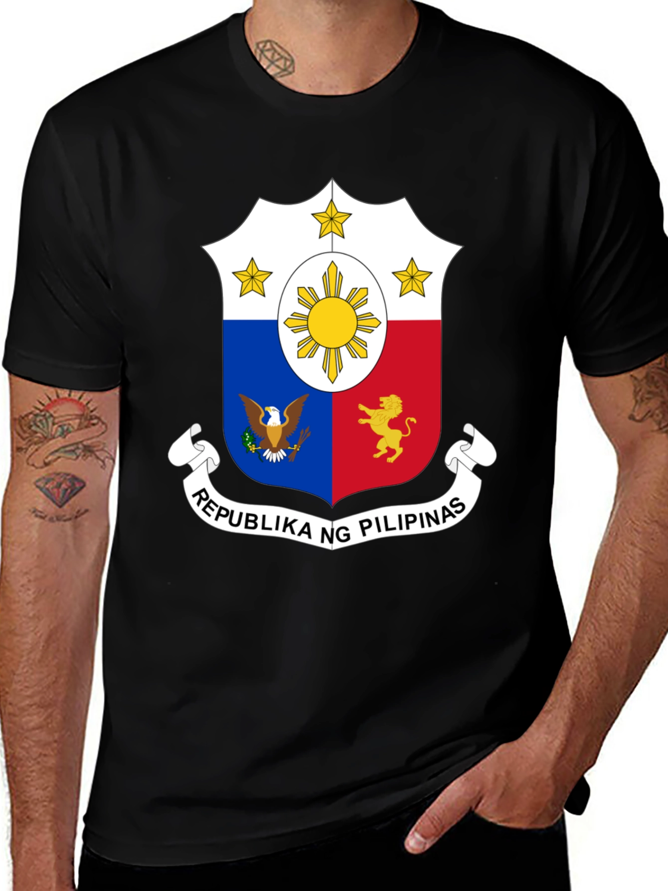 Filipino Pride Black T-Shirt - Philippines National Emblem