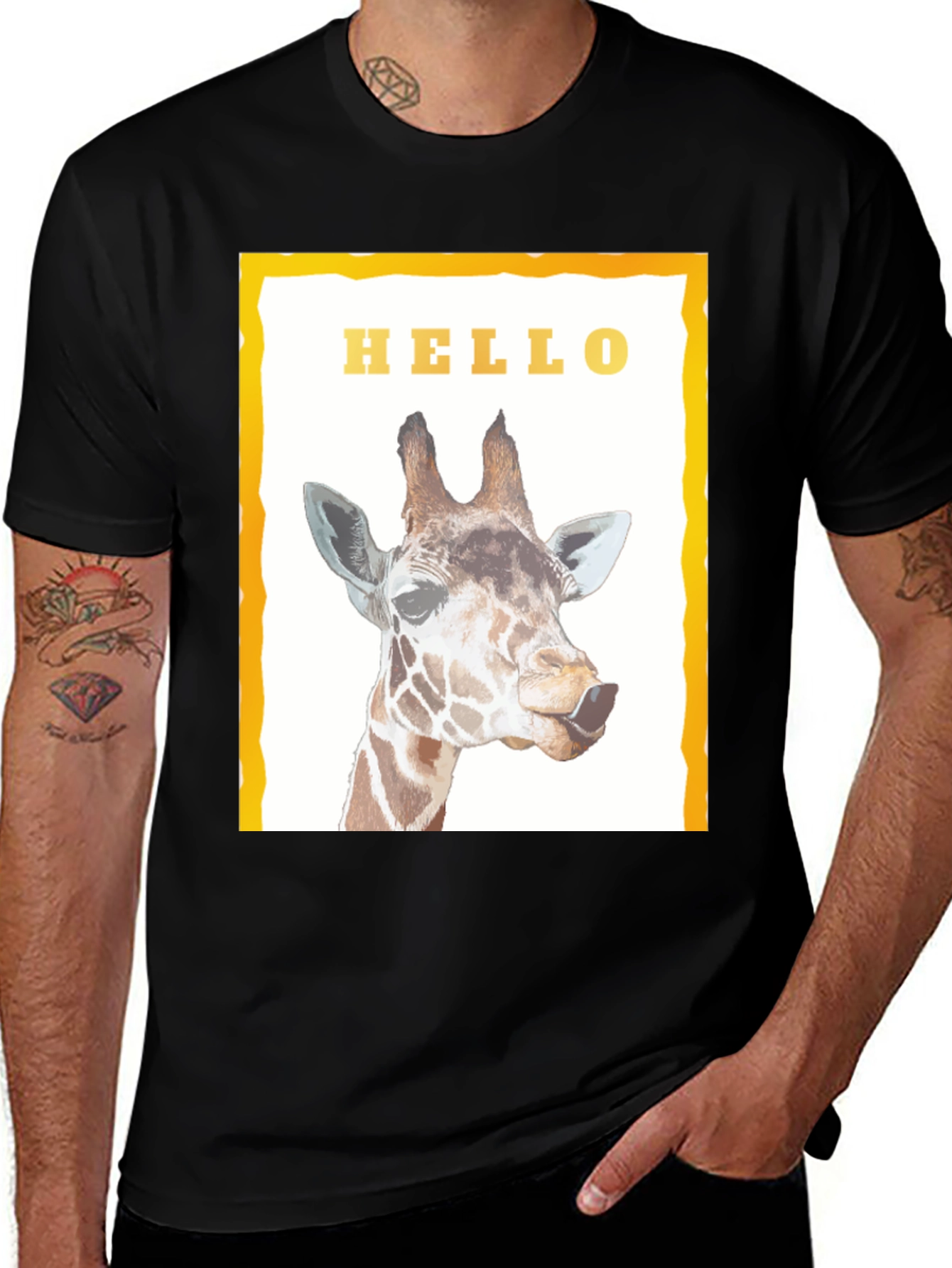 Variant 24 of Giraffe 'Hello' Graphic Print T-Shirt - Stylish Unisex Tee