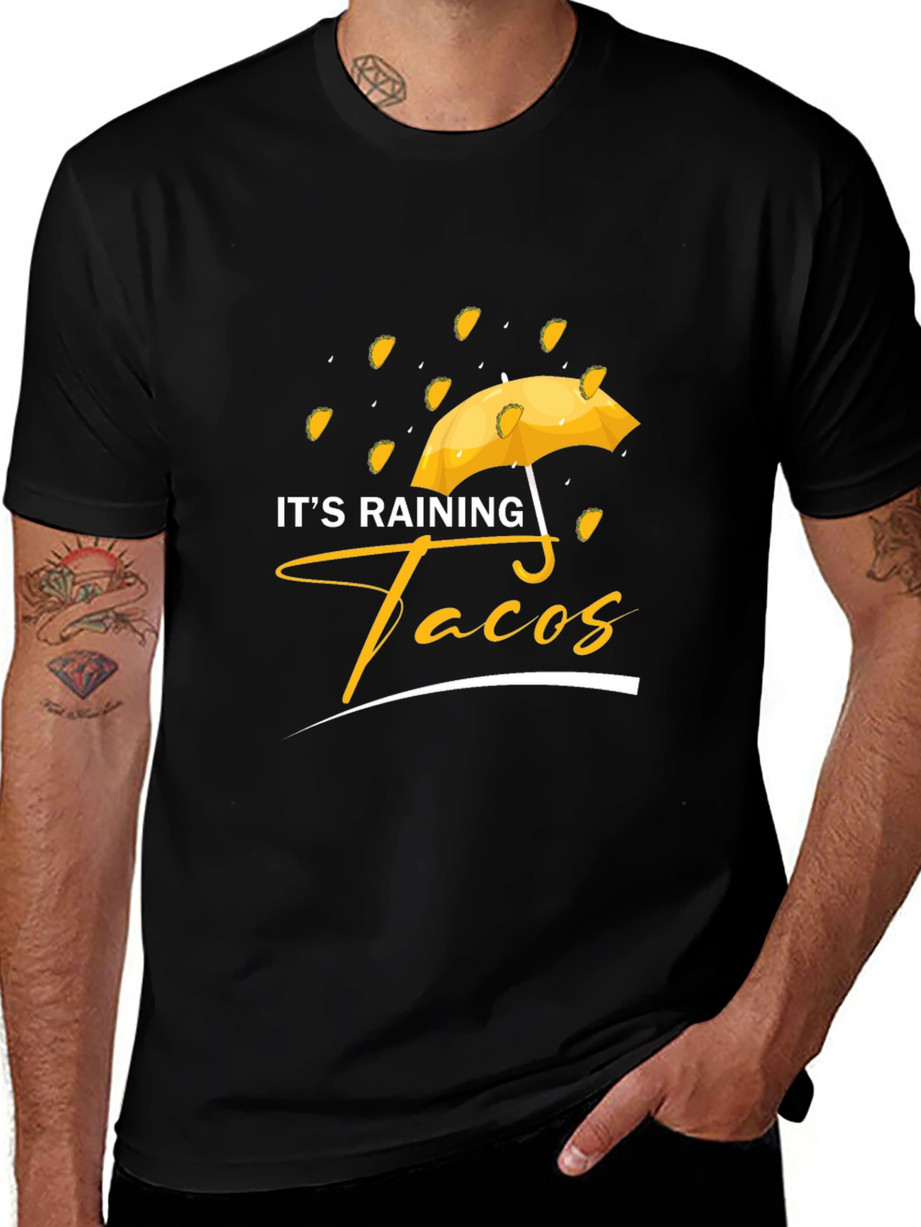 Variant 7 of It's Raining Tacos Black Graphic T-Shirt