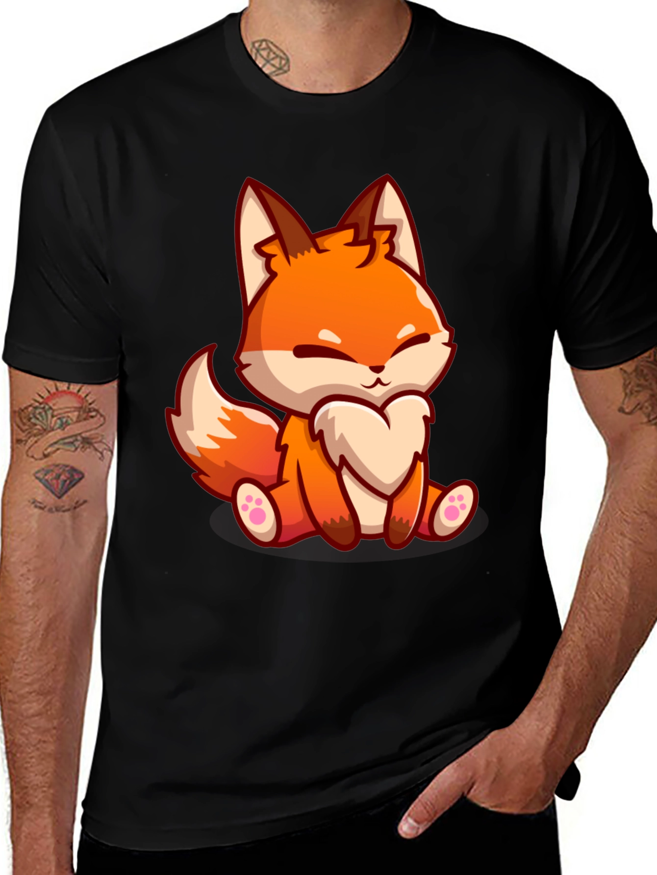 Variant 28 of Cute Fox Graphic Tee - Soft Cotton Black T-Shirt