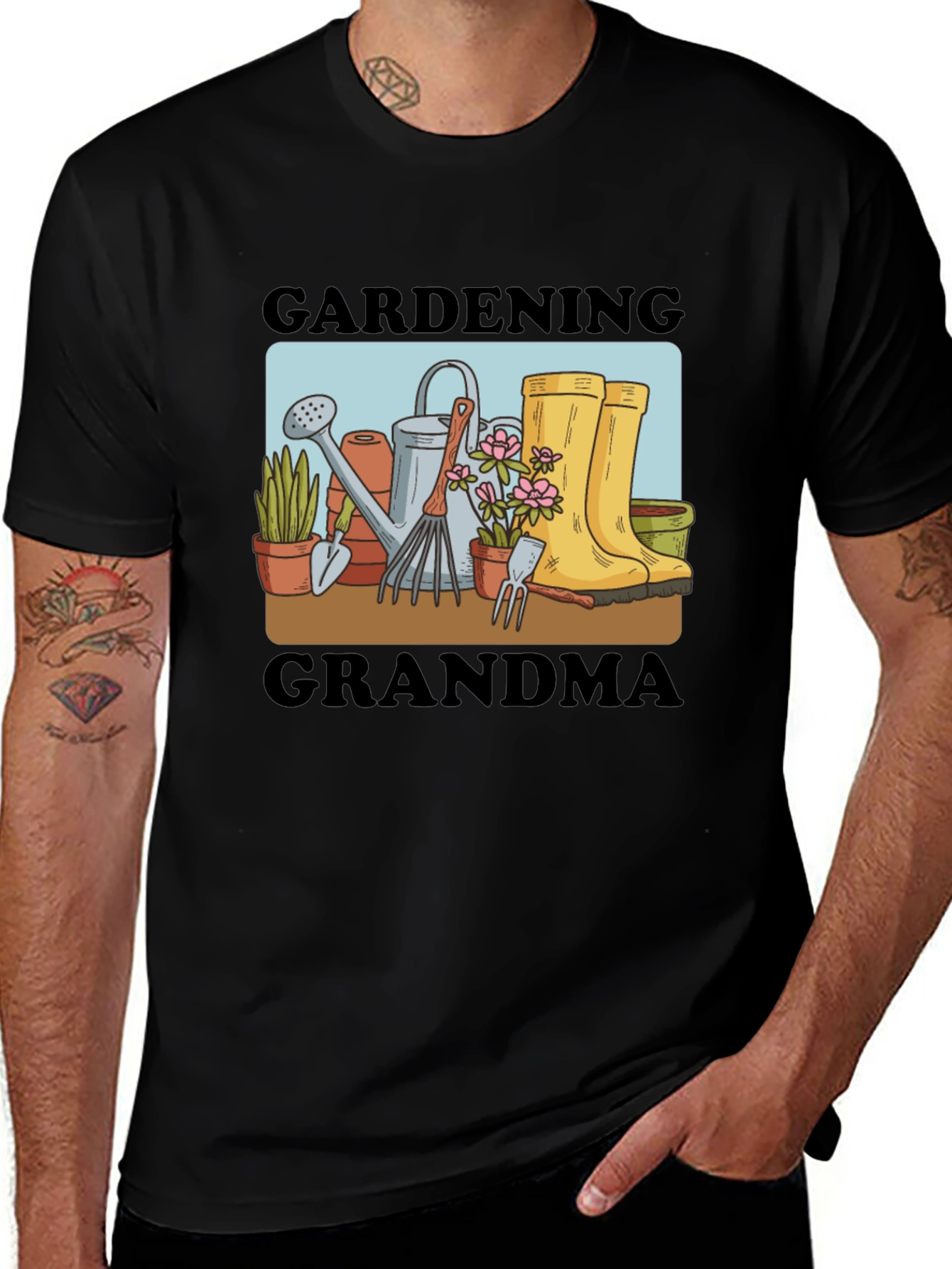 Variant 24 of Gardening Grandma T-Shirt - Black Graphic Tee