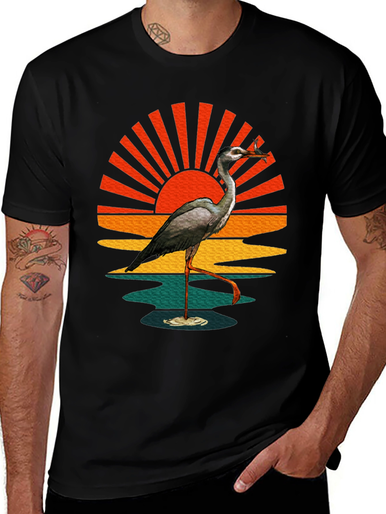 Variant 5 of Heron Sunset Graphic Tee
