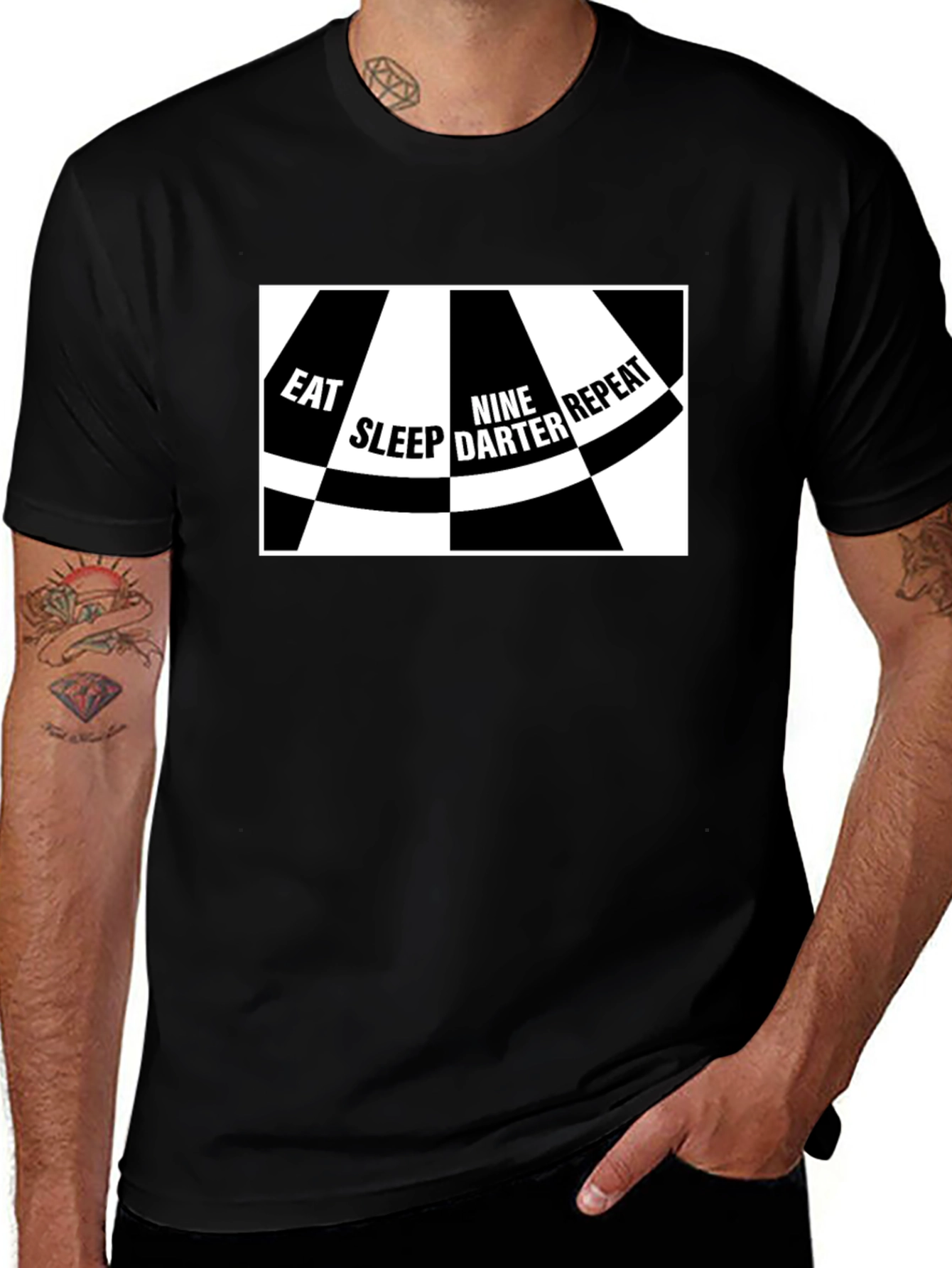 Variant 6 of Eat Sleep Nine Darter Repeat Black T-Shirt