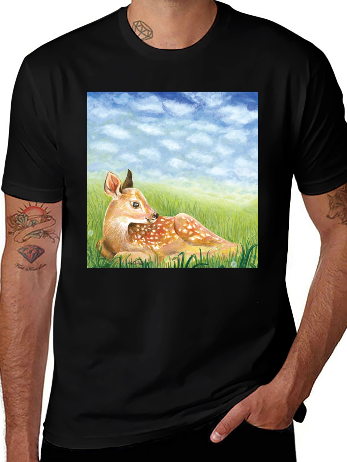 Variant 8 of Deer Scene Graphic Tee - Nature Lover's T-Shirt