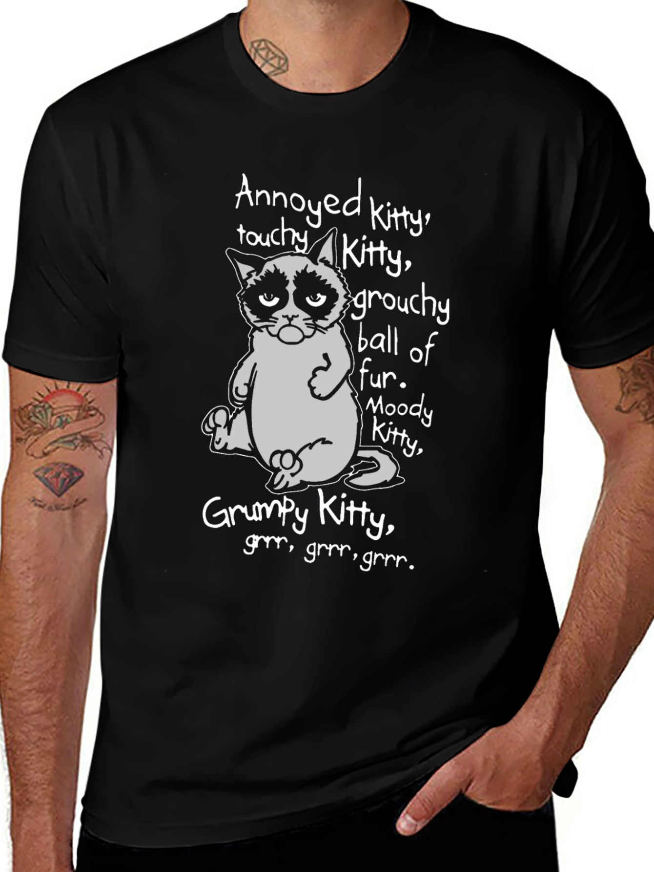 Variant 20 of Grumpy Kitty Graphic T-Shirt - Annoyed, Moody, Grouchy Cat
