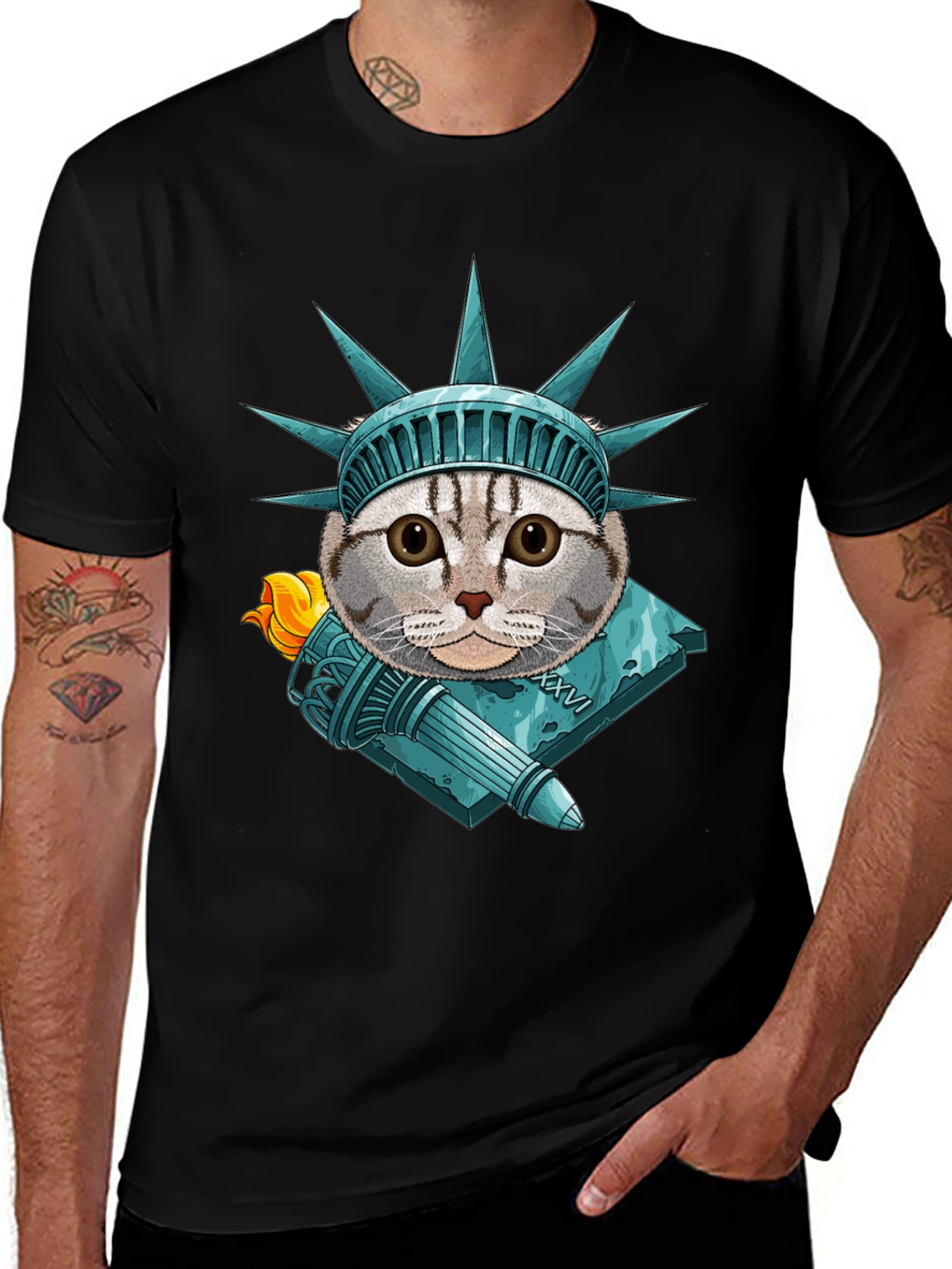 Variant 12 of Liberty Cat Graphic T-Shirt