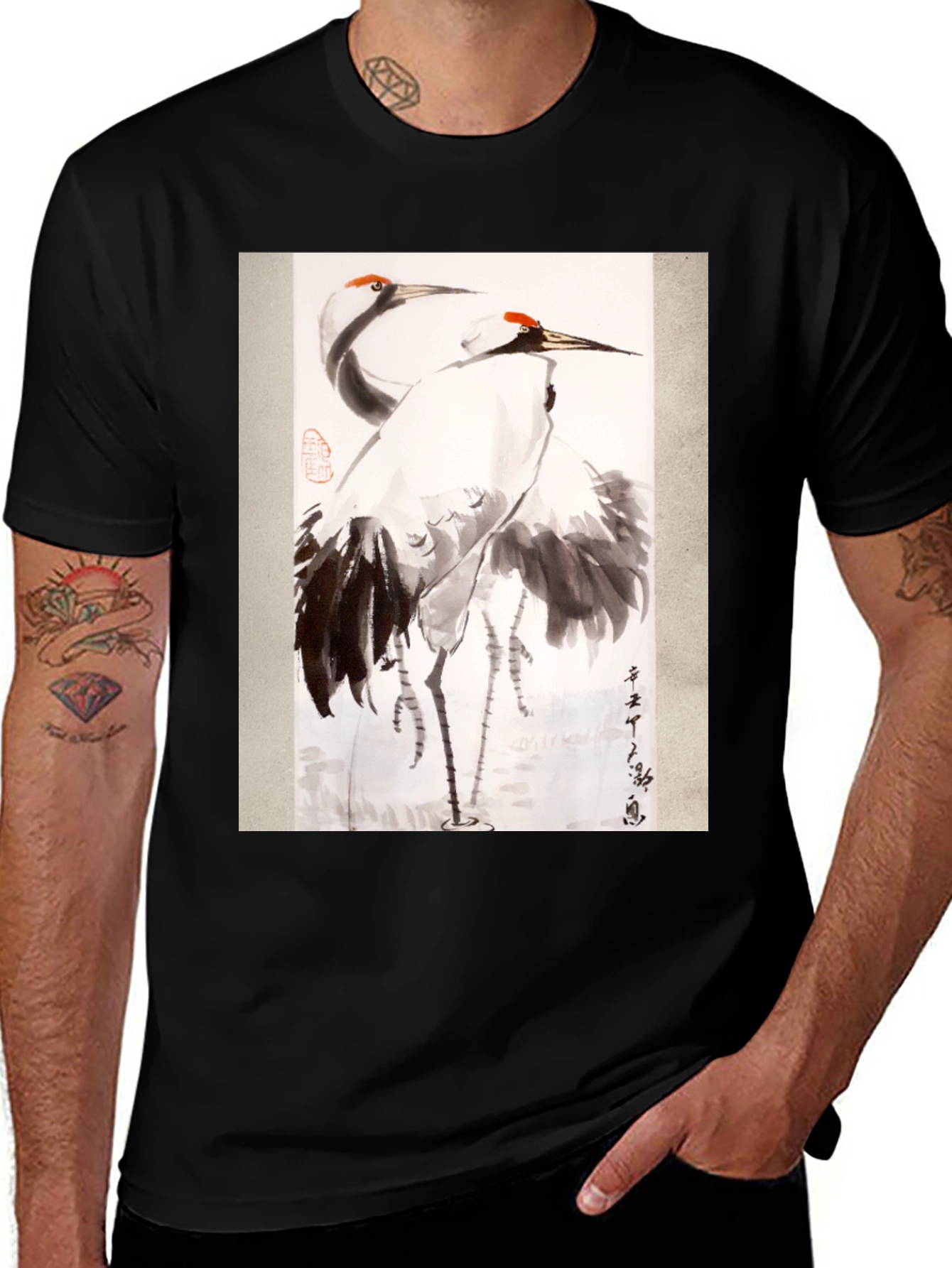 Variant 11 of Crane Art Black T-Shirt