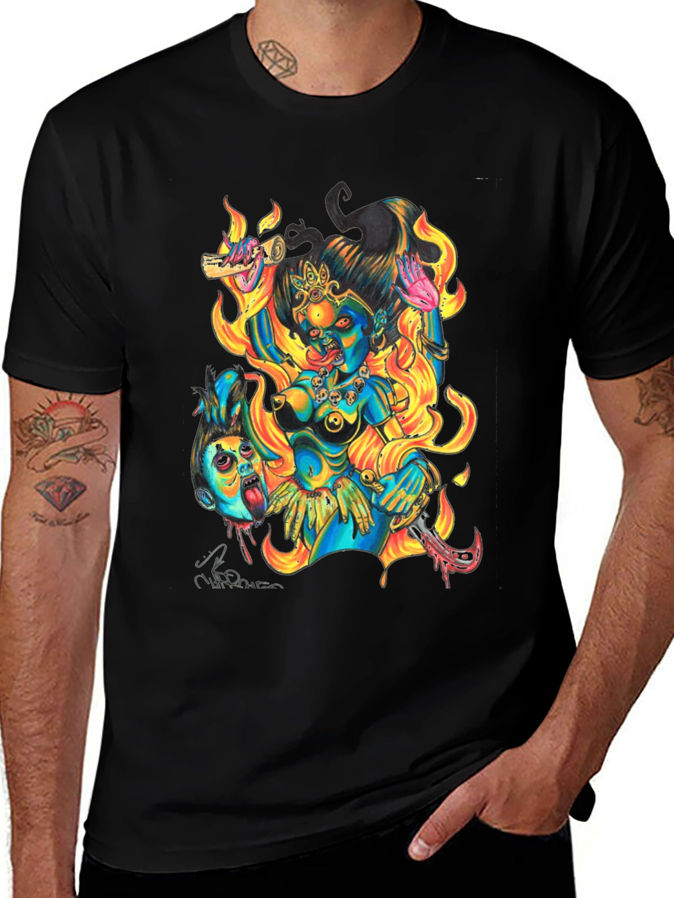 Kali Graphic Print Black T-Shirt