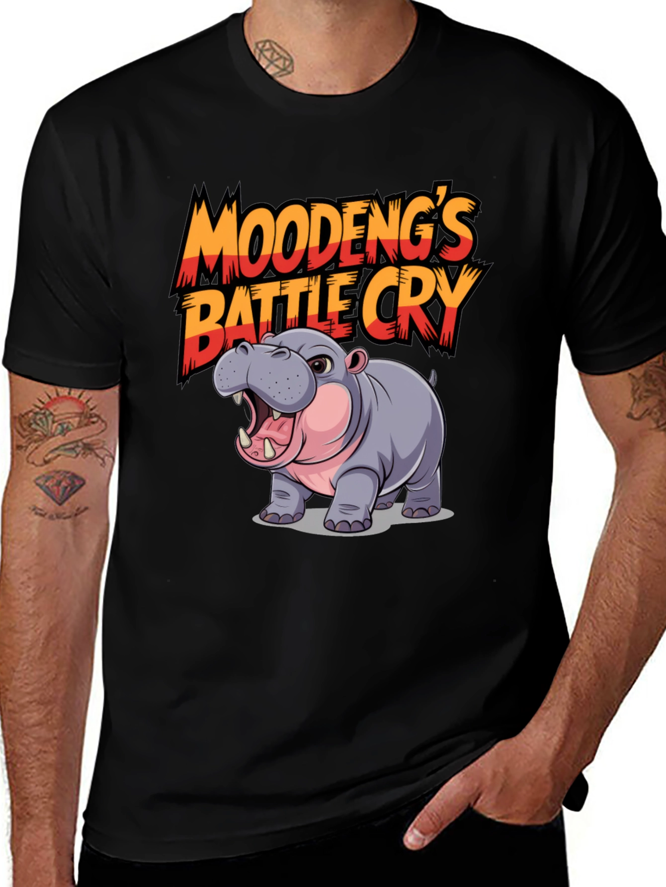 Variant 11 of Moodeng's Battle Cry Hippo Graphic Tee