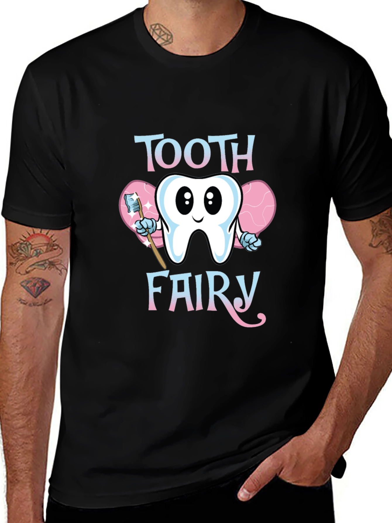 Tooth Fairy Graphic Tee - Black Cotton Blend
