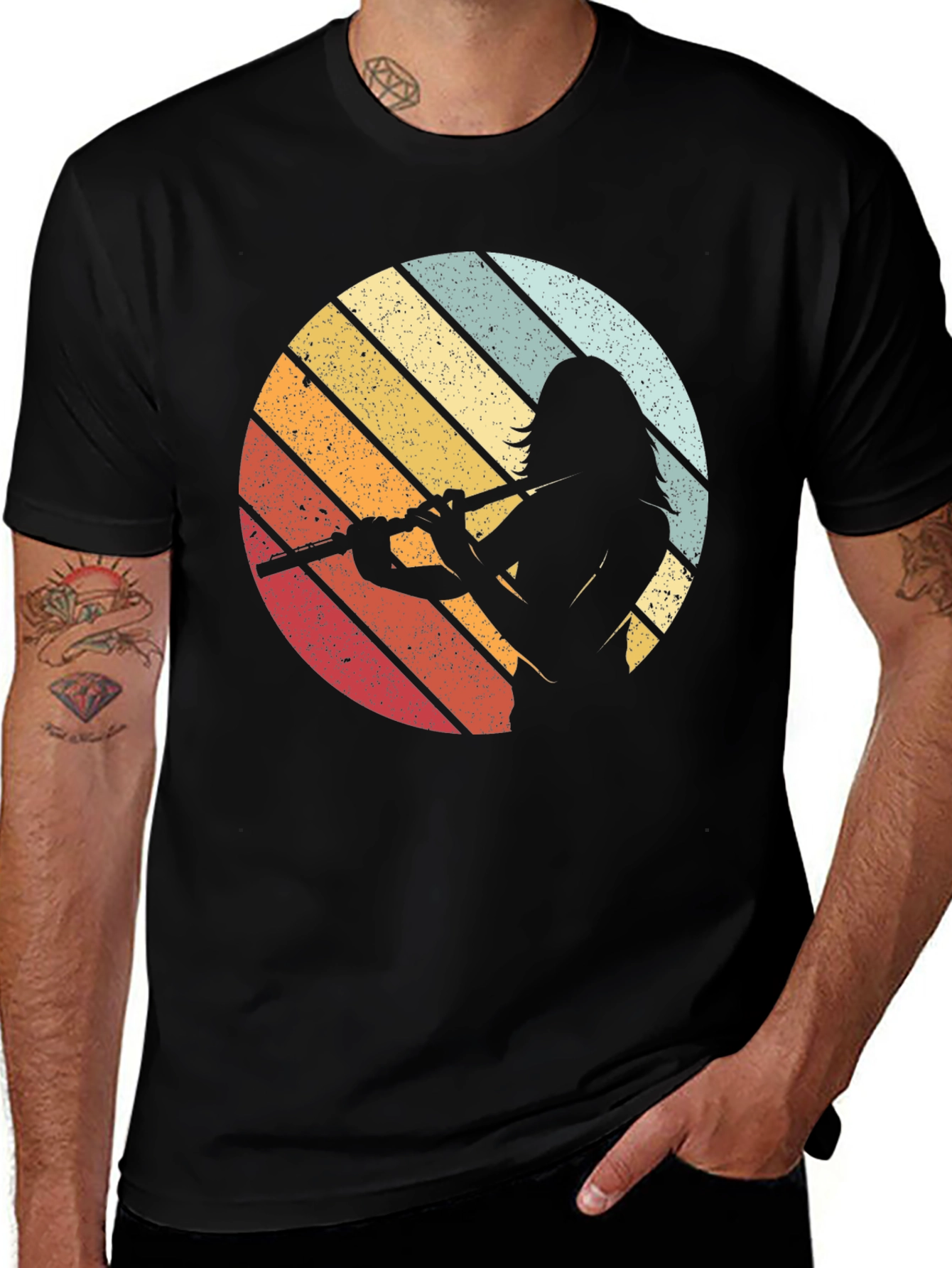 Variant 29 of Retro Flute Player Graphic Tee - Vintage Style Unisex T-Shirt