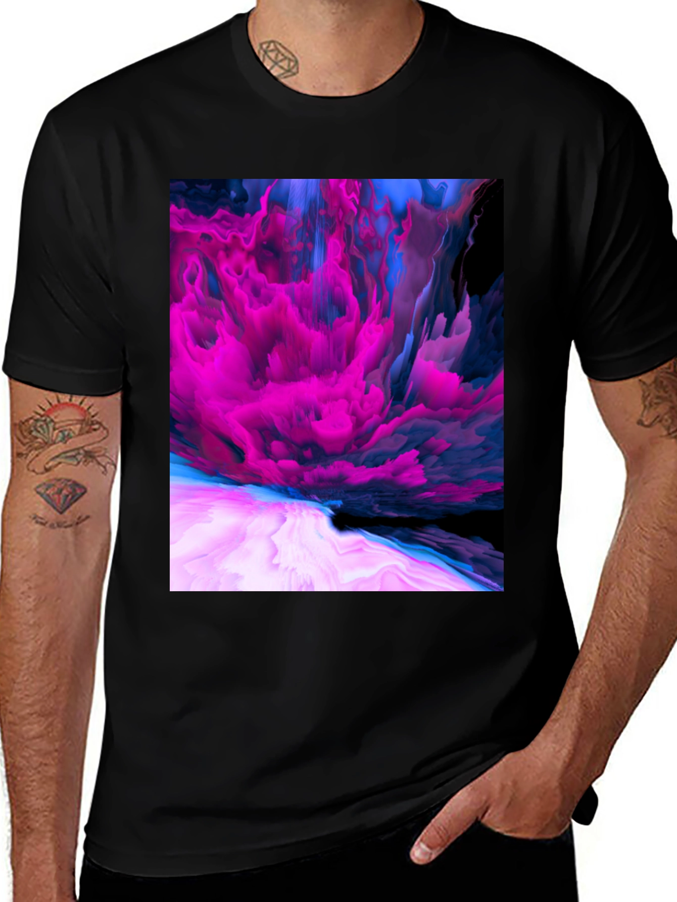 Variant 20 of Abstract Art Graphic Print Black T-Shirt