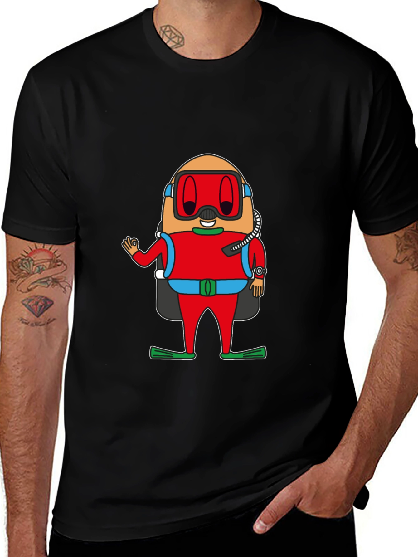 Variant 8 of Funny Diving Egg T-Shirt - Scuba Diver Cartoon Tee