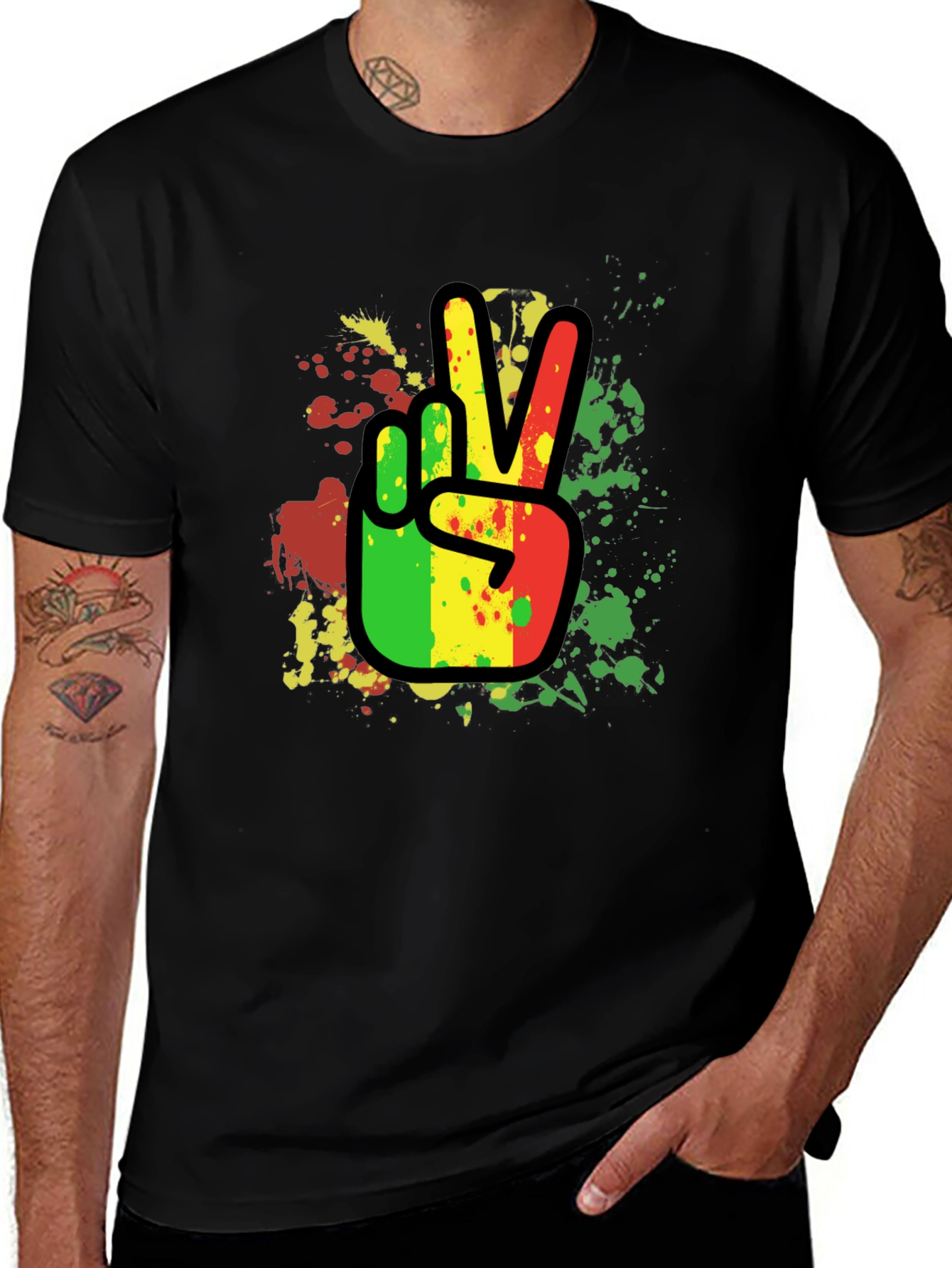 Variant 23 of Rasta Peace Sign Graphic T-Shirt