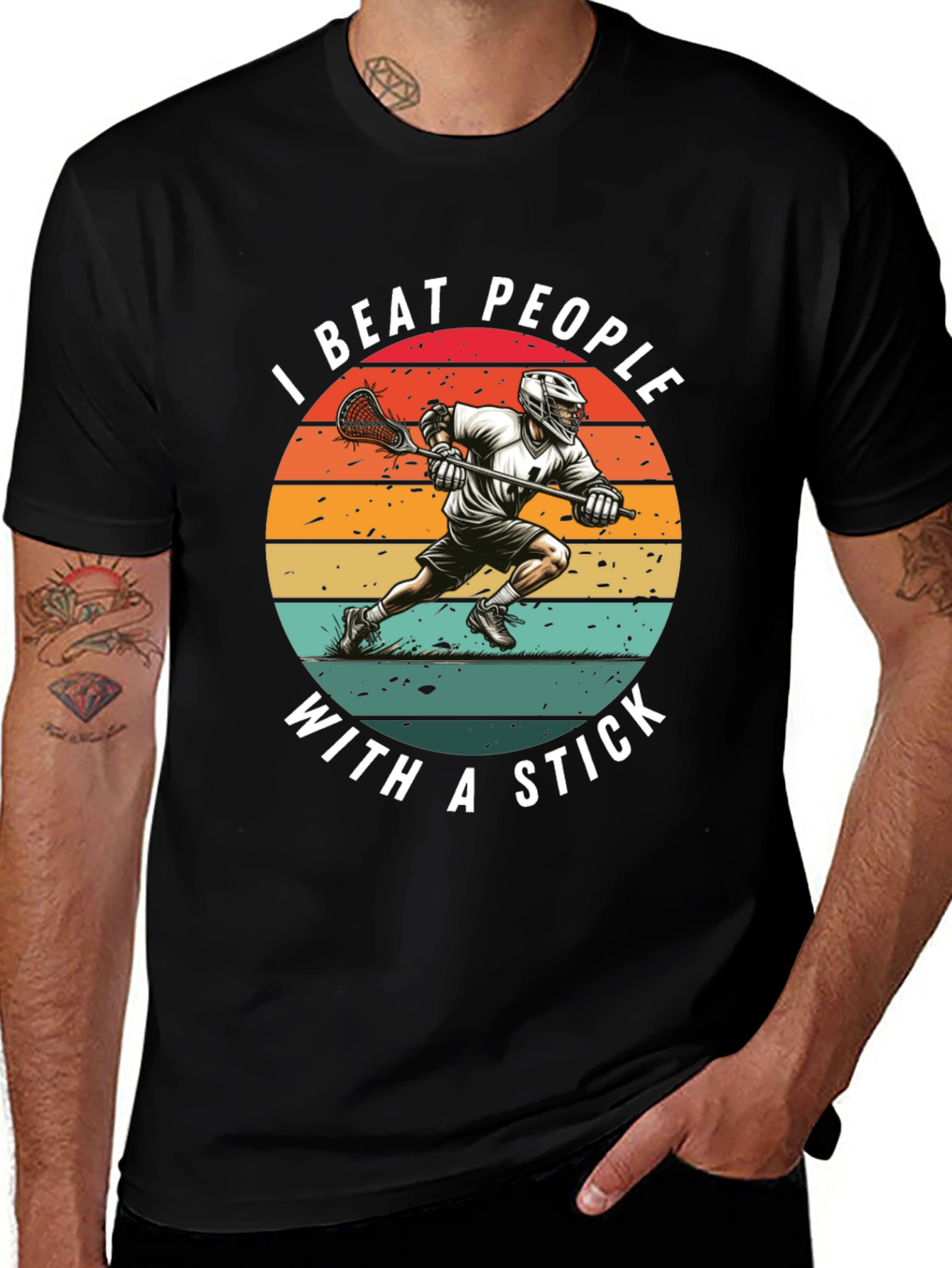 Variant 15 of Lacrosse Stick T-Shirt: Beat People With a Stick!