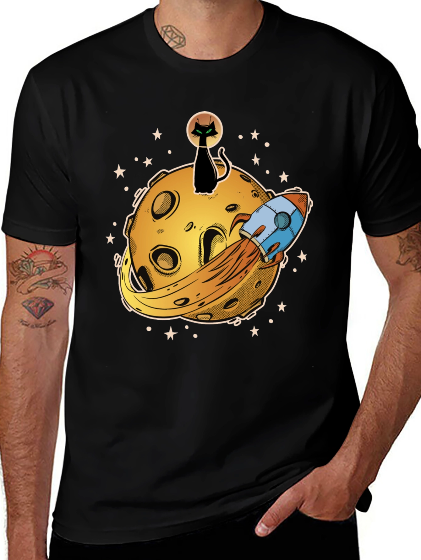 Variant 8 of Cosmic Cat Moon Rocket T-Shirt