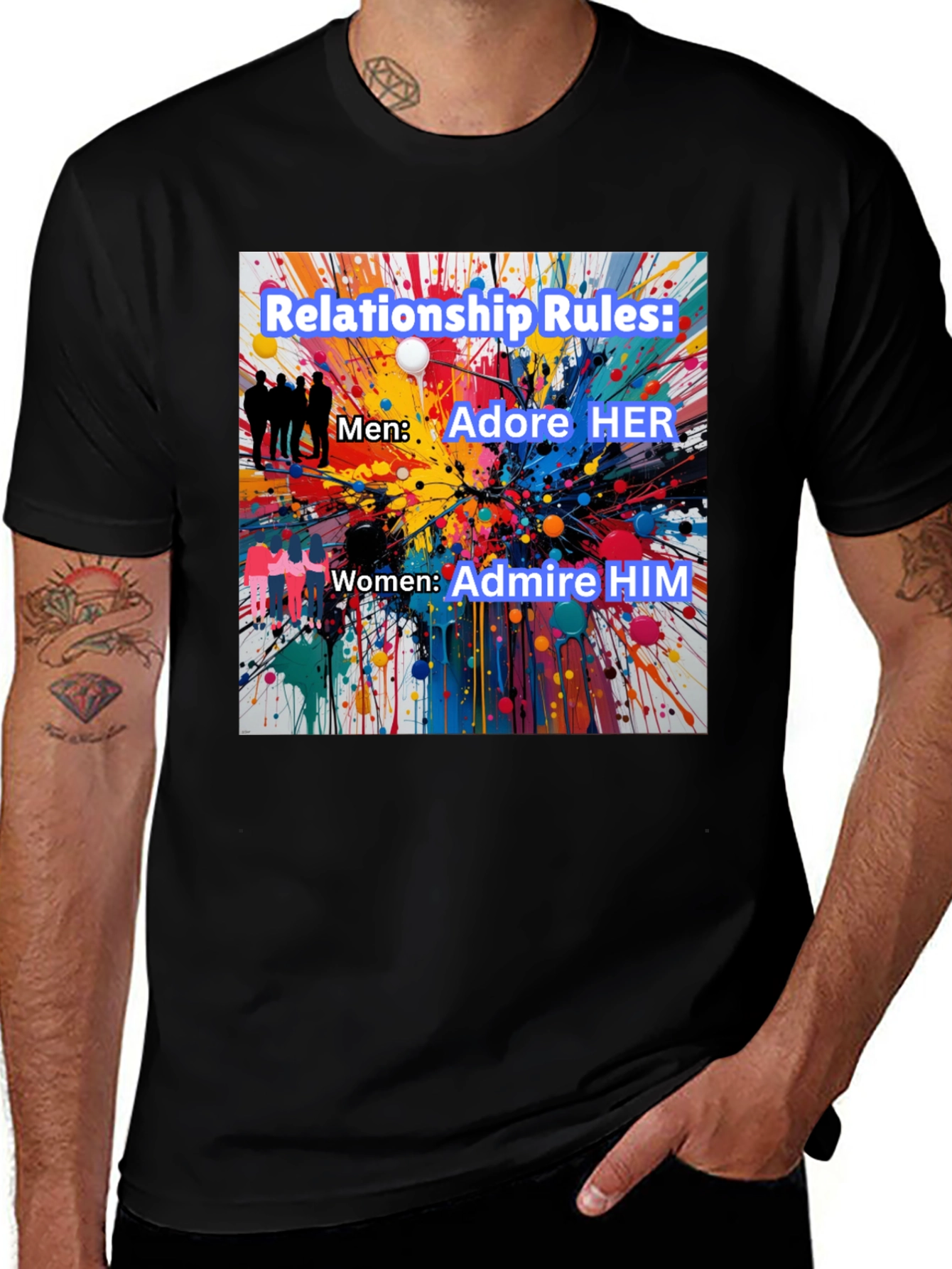 Variant 9 of Relationship Rules T-Shirt - Adore Her, Admire Him