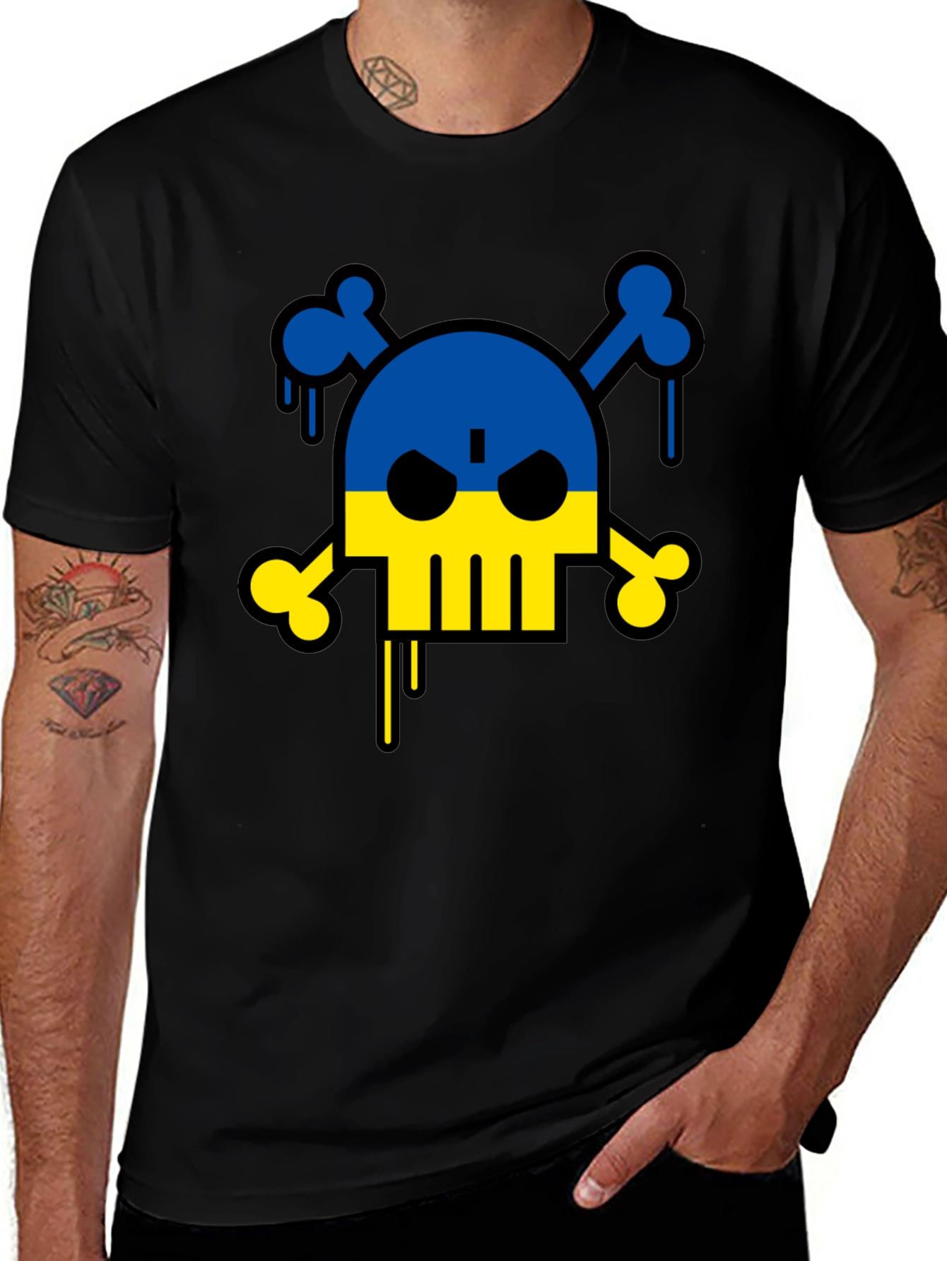 Ukraine Skull & Crossbones T-Shirt - Black Cotton Tee