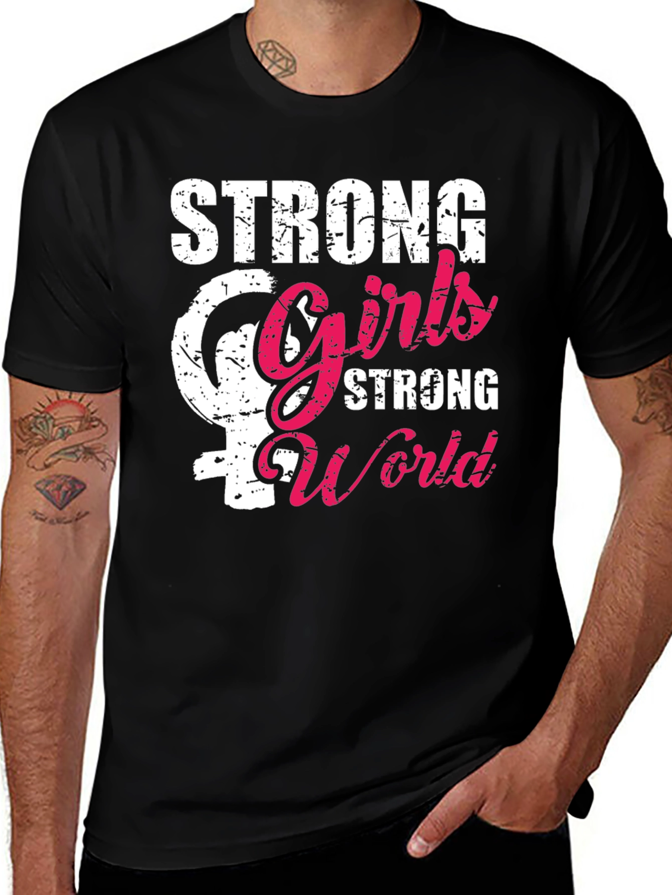 Variant 24 of Strong Girls Strong World Graphic Tee - Empowering Feminism T-Shirt