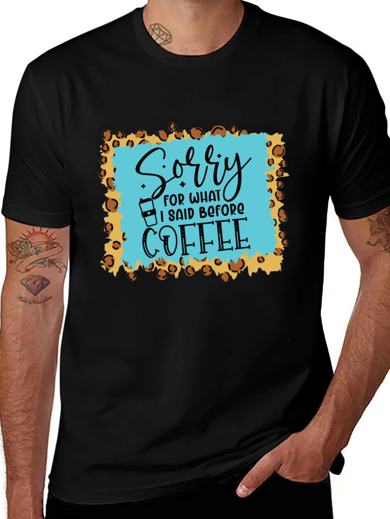 Variant 18 of Sorry for What I Said Before Coffee Black T-Shirt