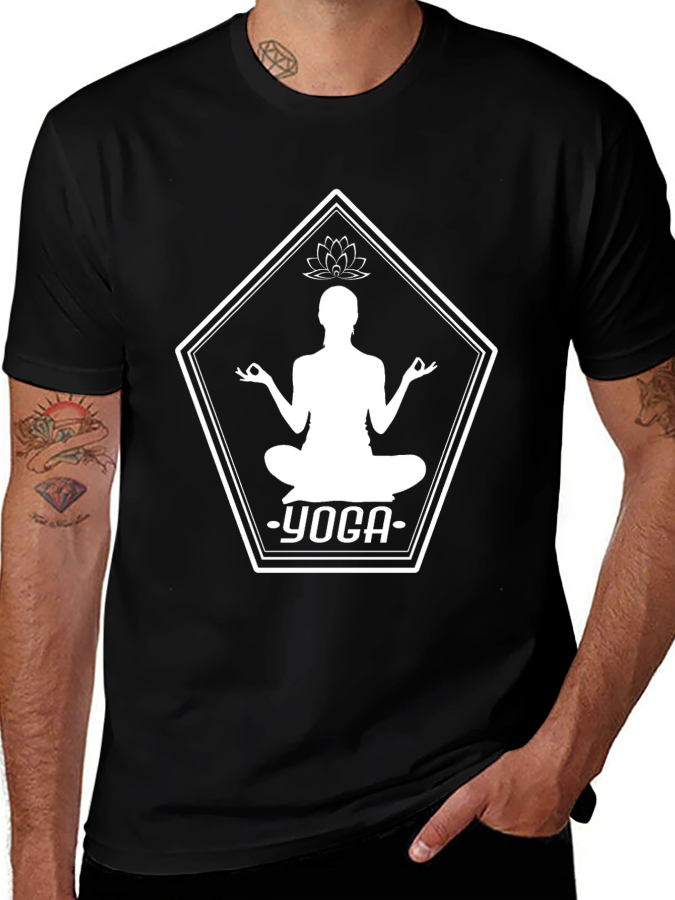 Variant 3 of Yoga Pose Graphic Tee - Black Cotton T-Shirt
