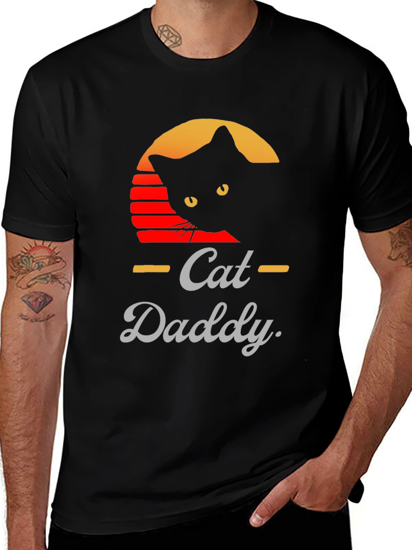 Variant 29 of Cat Daddy Black T-Shirt Retro Style