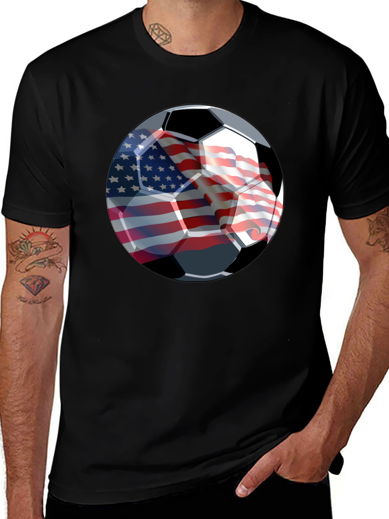 Variant 17 of USA Flag Soccer Ball Graphic T-Shirt