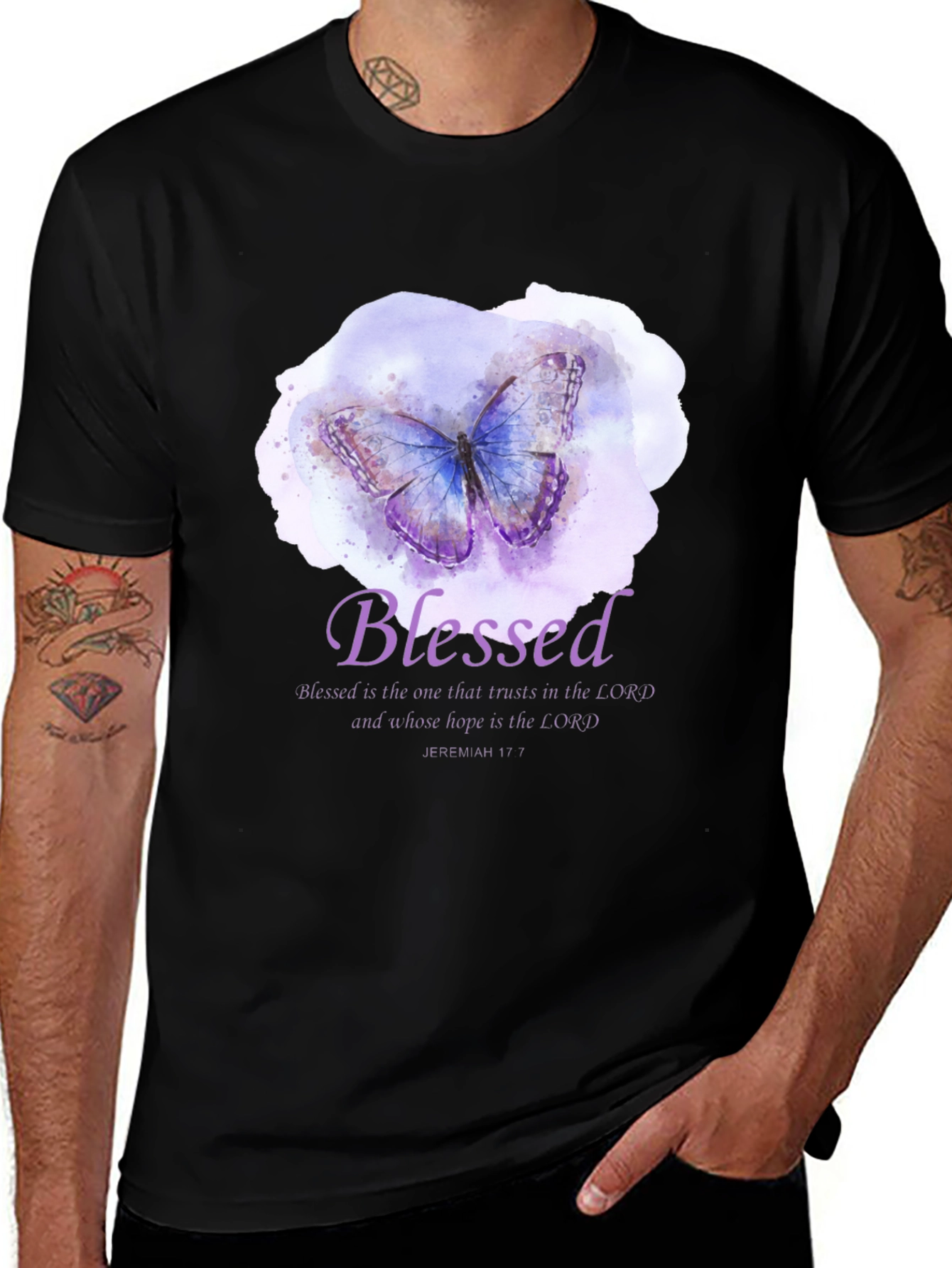 Blessed Butterfly T-Shirt - Jeremiah 17:7 Christian Tee