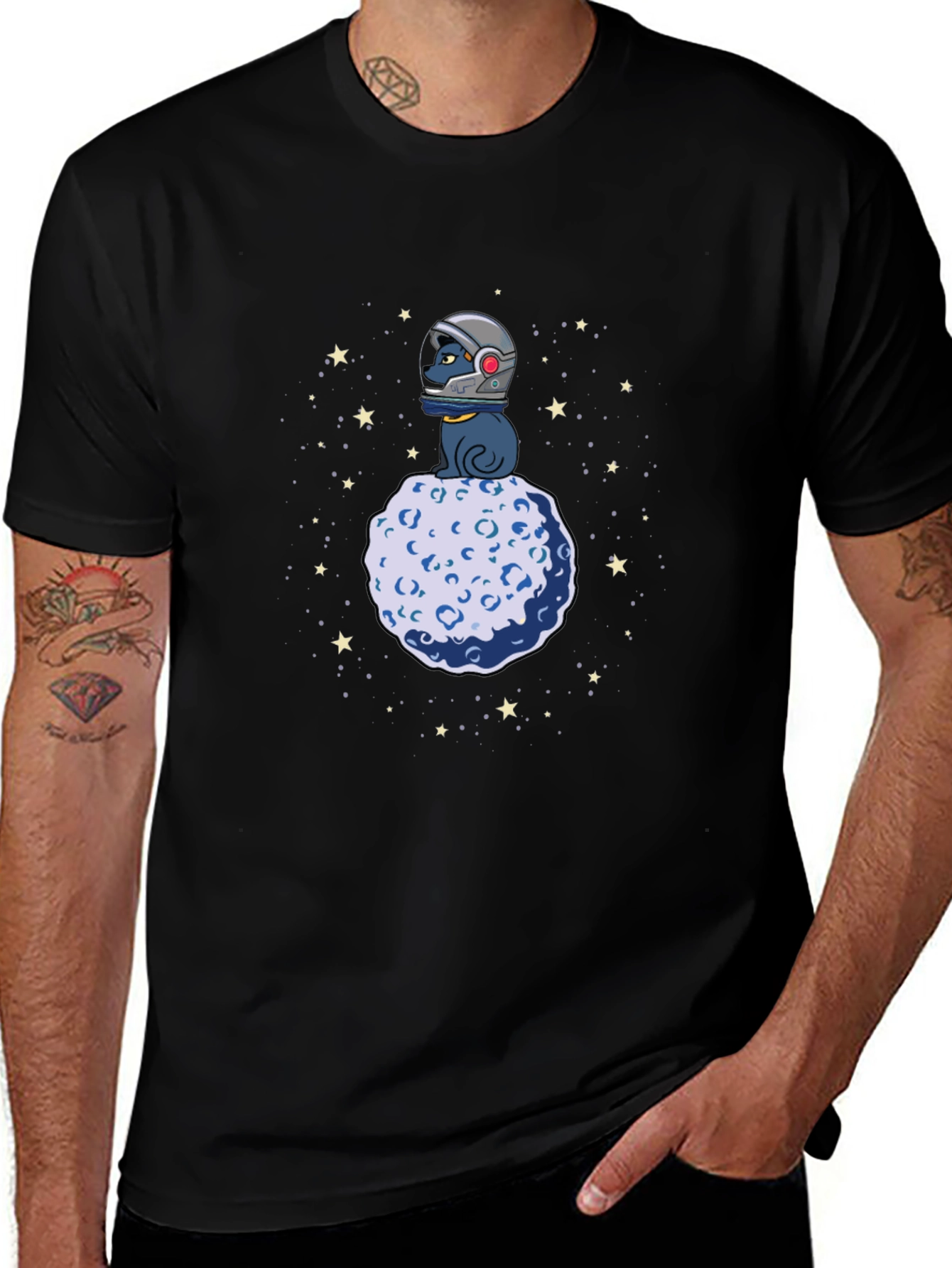 Variant 9 of Astronaut Cat on Moon T-Shirt