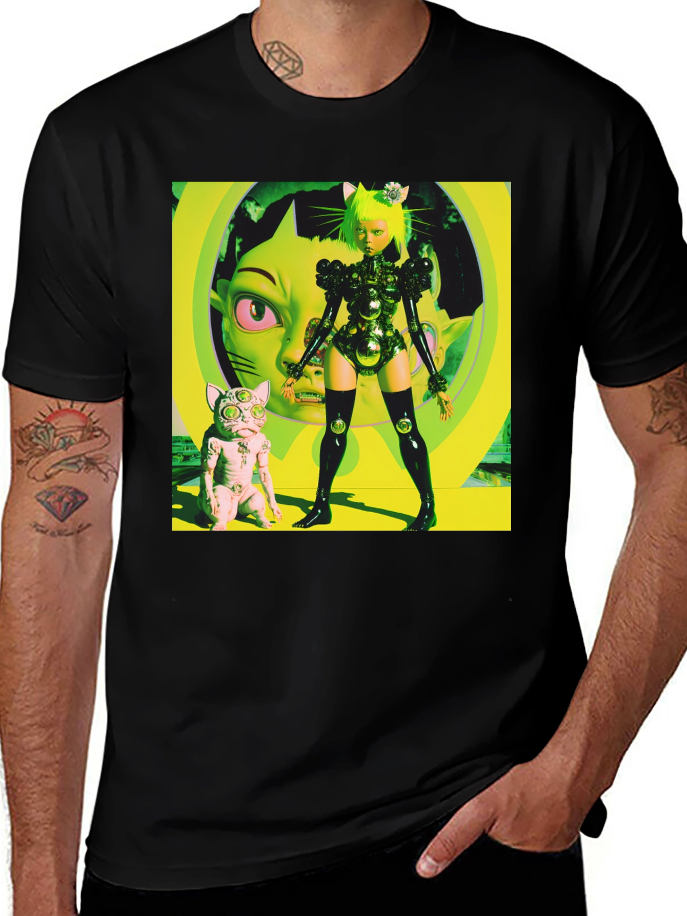 Variant 19 of Cyberpunk Cat Girl T-Shirt - Bold Graphic Tee