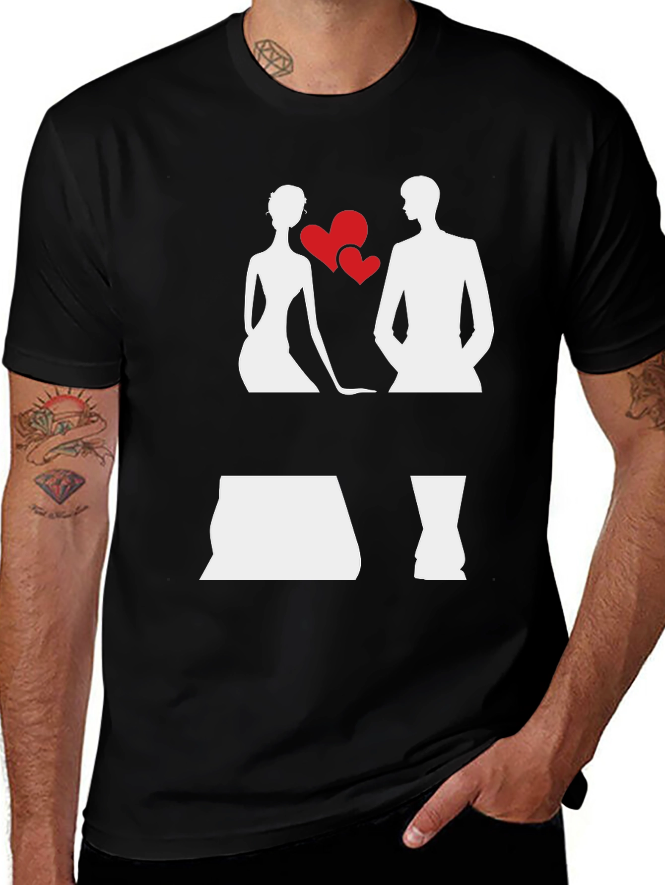 Variant 22 of Romantic Couple Graphic Tee - Black
