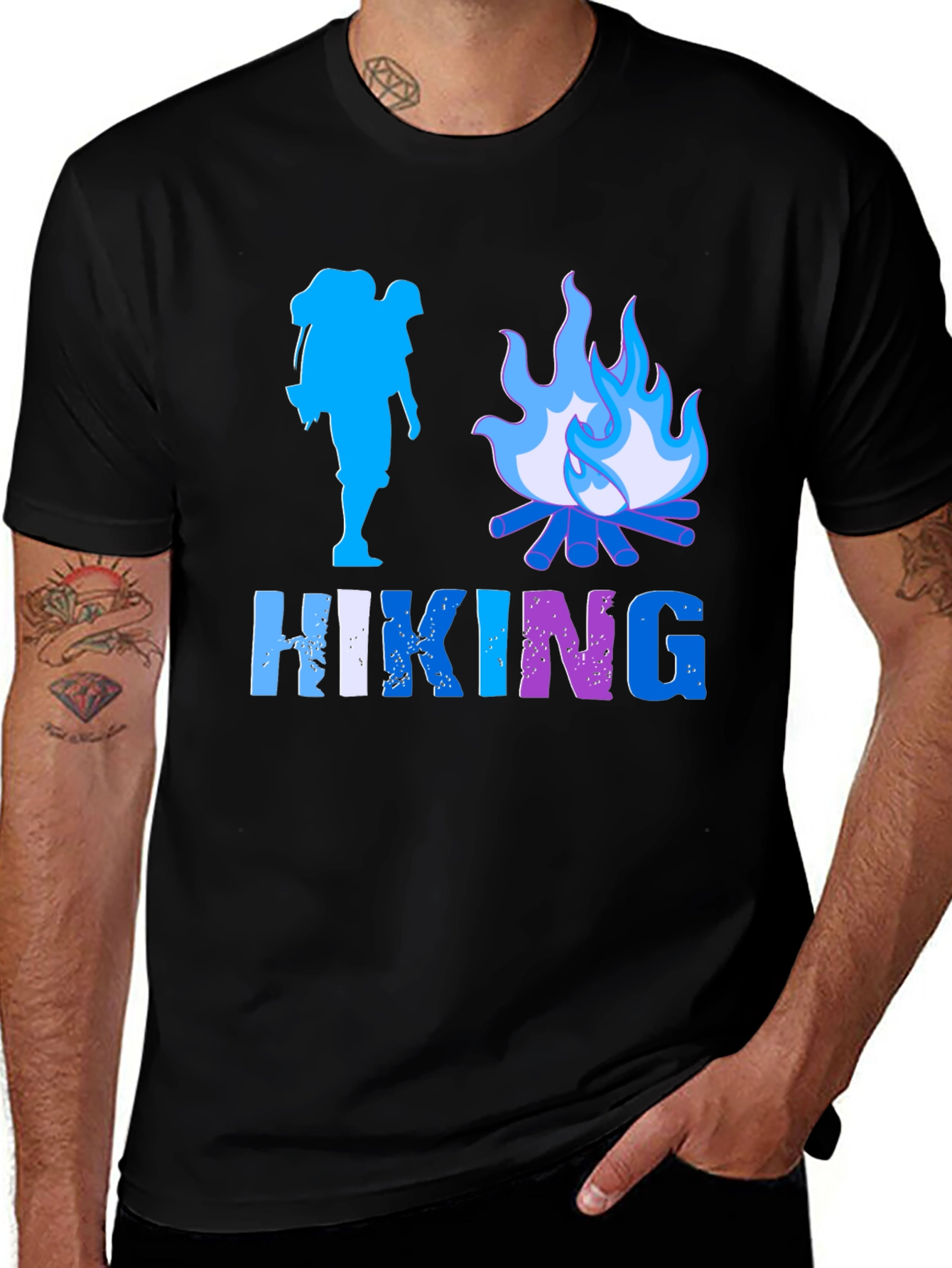 Variant 23 of Hiking Adventure Graphic Tee - Black Cotton Shirt