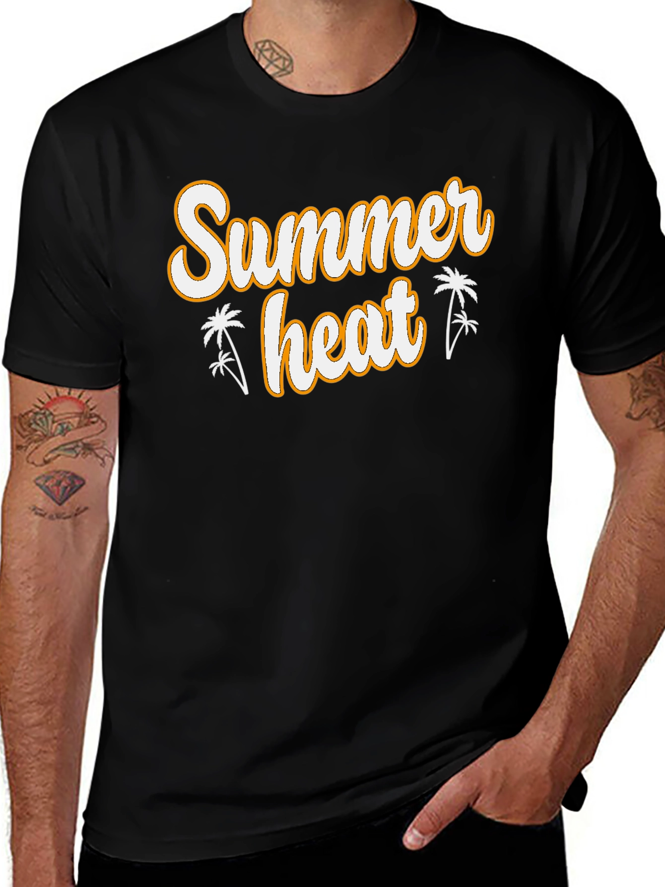 Variant 19 of Summer Heat Graphic Tee - Black Cotton T-Shirt