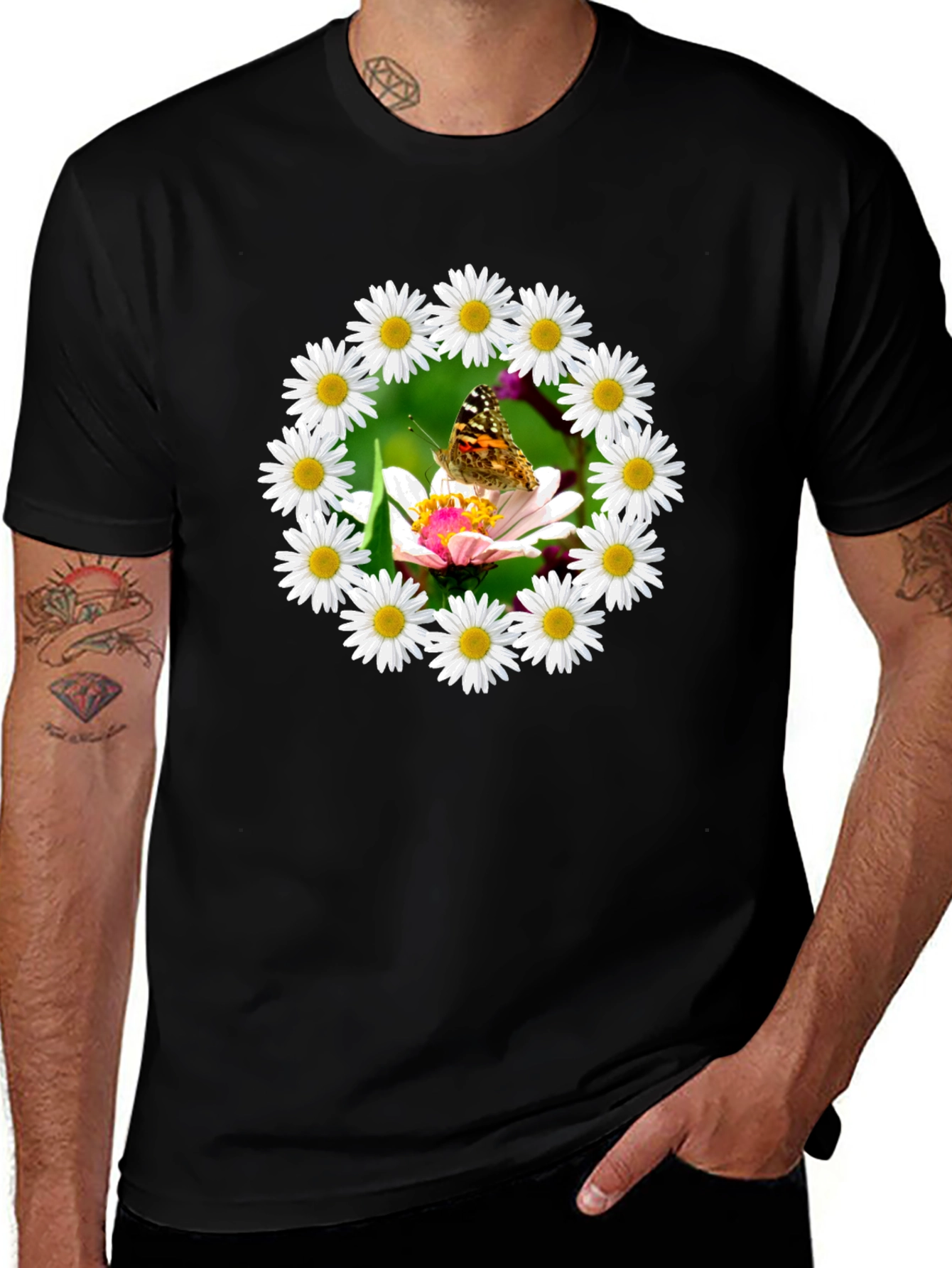 Variant 10 of Daisy Butterfly T-Shirt - Nature Inspired Tee