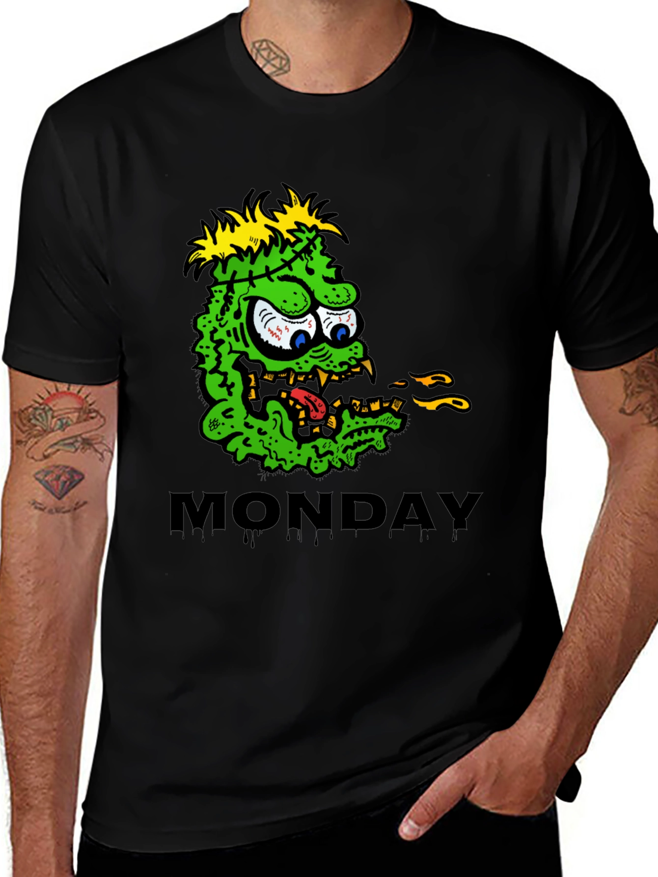 Variant 20 of Monday Monster Graphic T-Shirt - Men's Black Tee