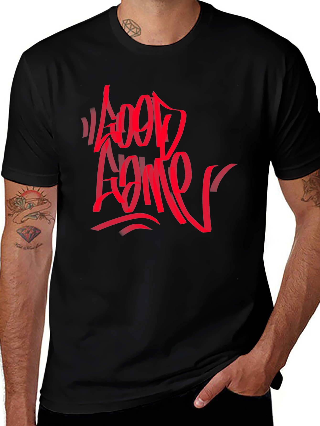 Variant 23 of Good Game Red Graphic Black T-Shirt