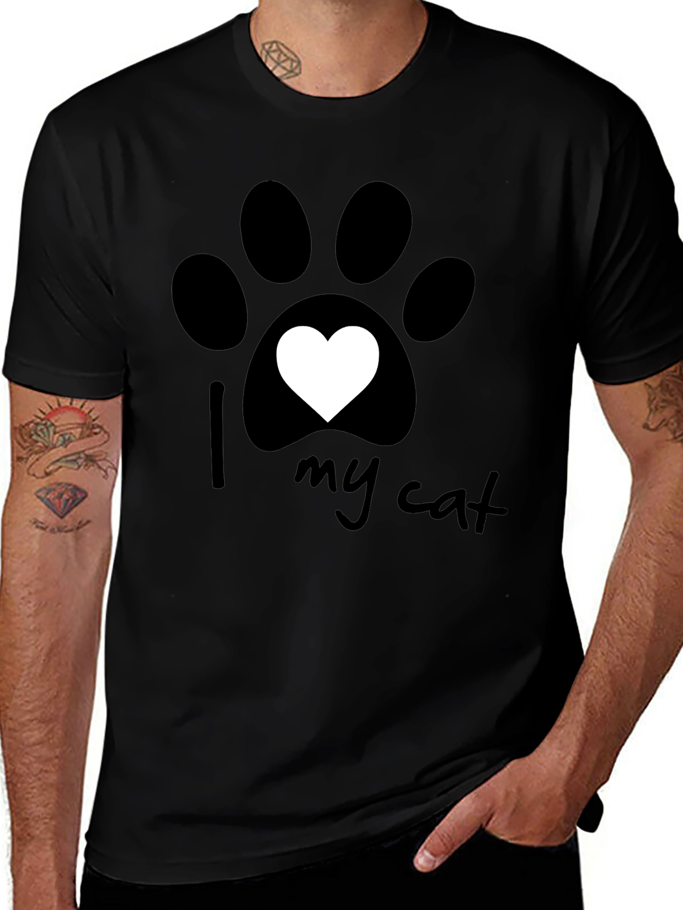 I Love My Cat Paw Print T-Shirt