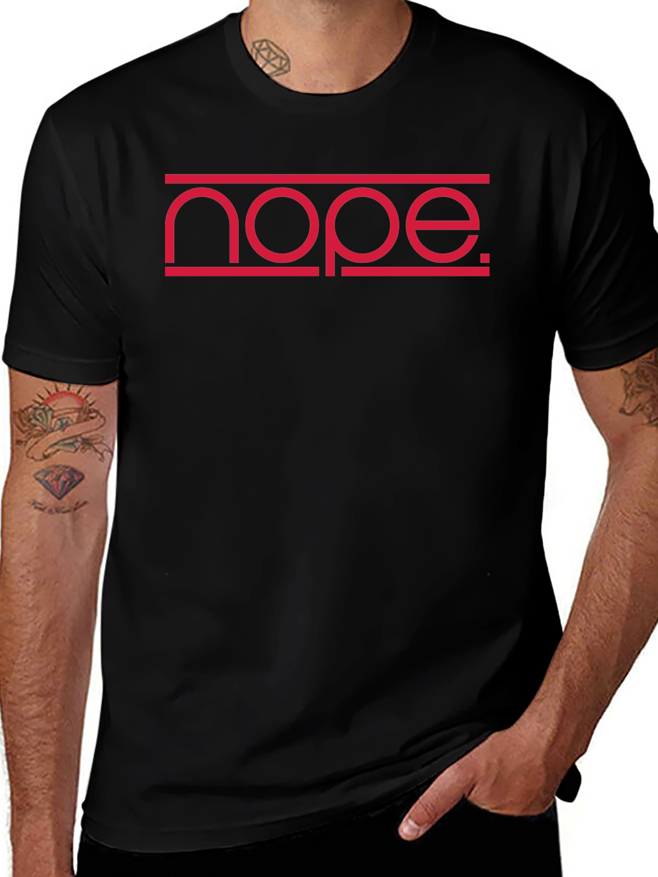 Variant 2 of Nope Graphic Tee - Modern Red Design on Black