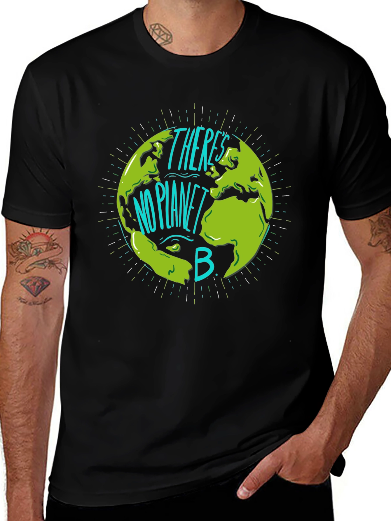 Variant 9 of Eco-Friendly "No Planet B" Graphic Black T-Shirt