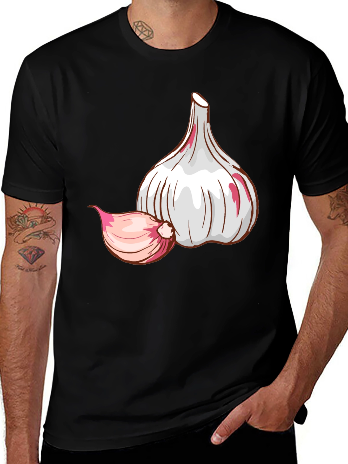 Variant 13 of Garlic Graphic Tee - Black Cotton T-Shirt