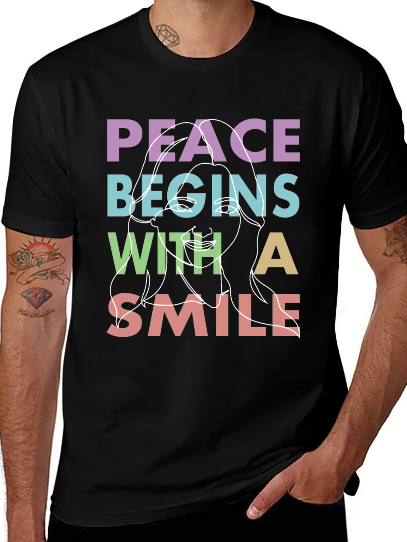 Variant 11 of Peace Begins With A Smile Graphic T-Shirt