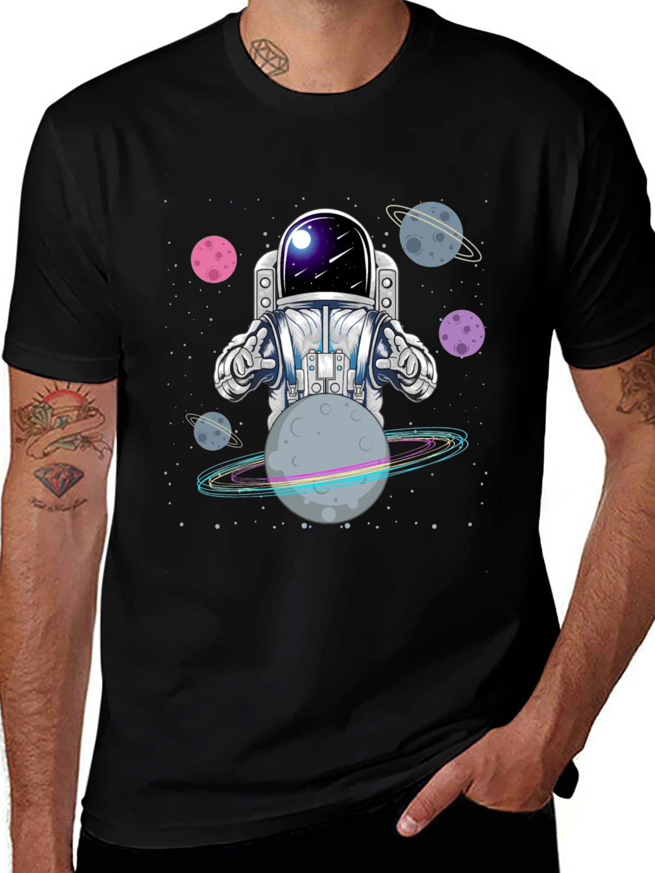 Astronaut Galaxy Graphic Tee - Space Lover Shirt