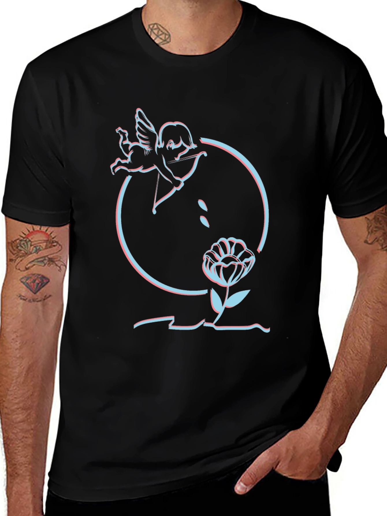 Variant 29 of Cupid Flower Graphic Tee - Trendy Aesthetic T-Shirt