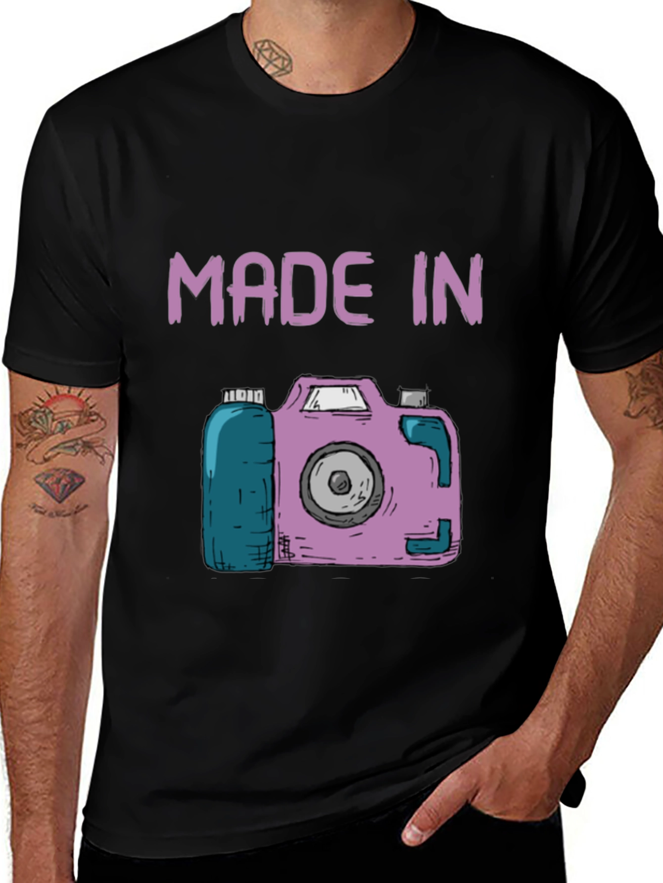 Variant 30 of Retro Camera Graphic Tee - "Made In" Statement Shirt