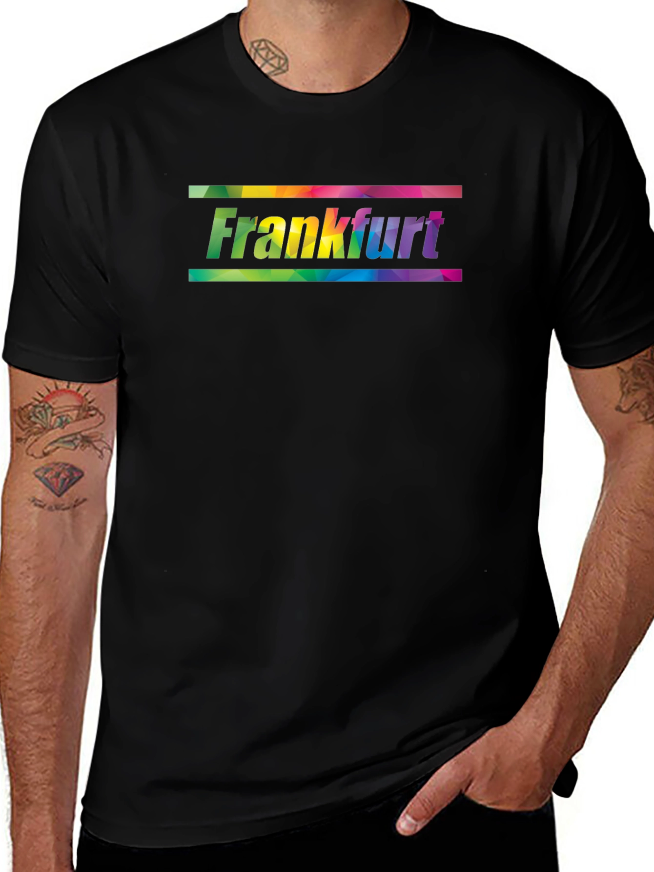 Frankfurt Rainbow Graphic Black T-Shirt