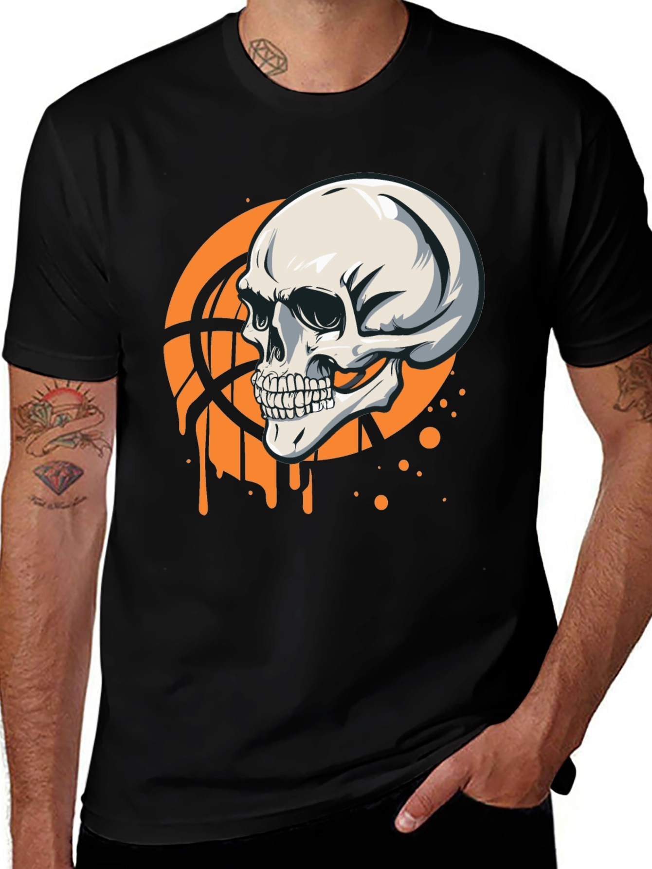 Variant 22 of Skull Basketball Graphic Tee - Men's Black T-Shirt