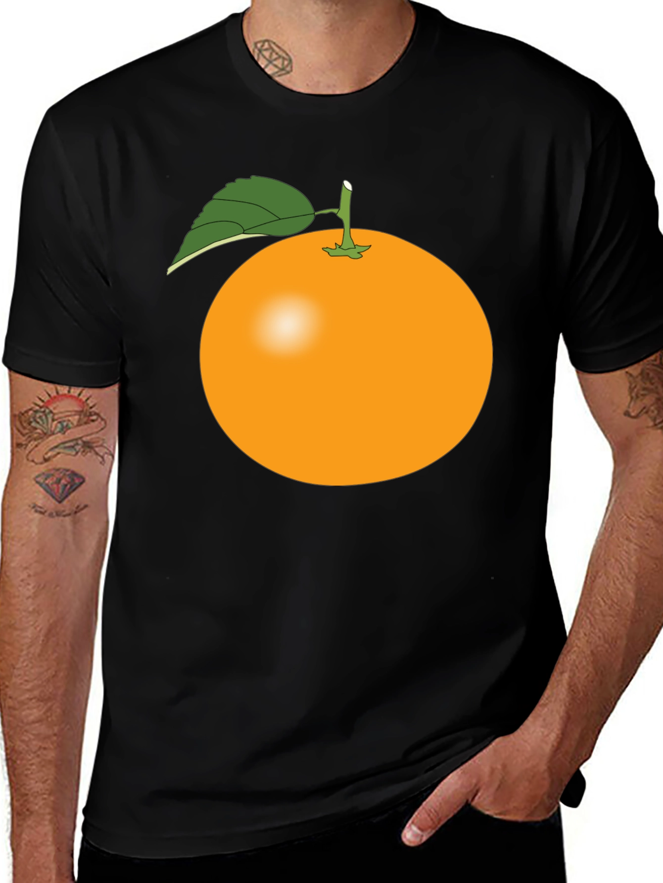 Variant 7 of Orange Fruit Graphic Black T-Shirt